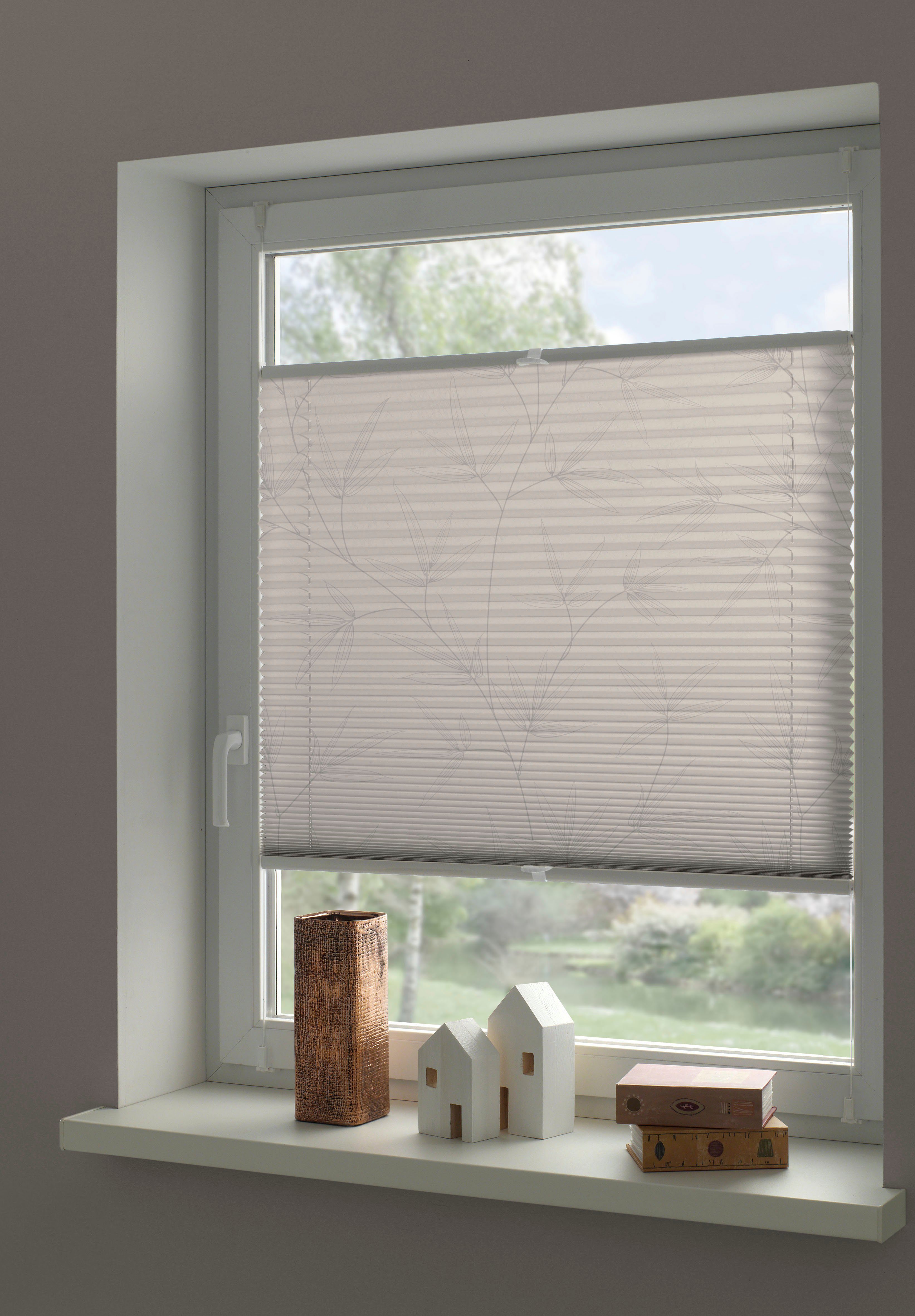 OTTO home Plissee Dekor Bamboo Moonbeam grau, blickdicht, ohne Bohren, vers günstig online kaufen