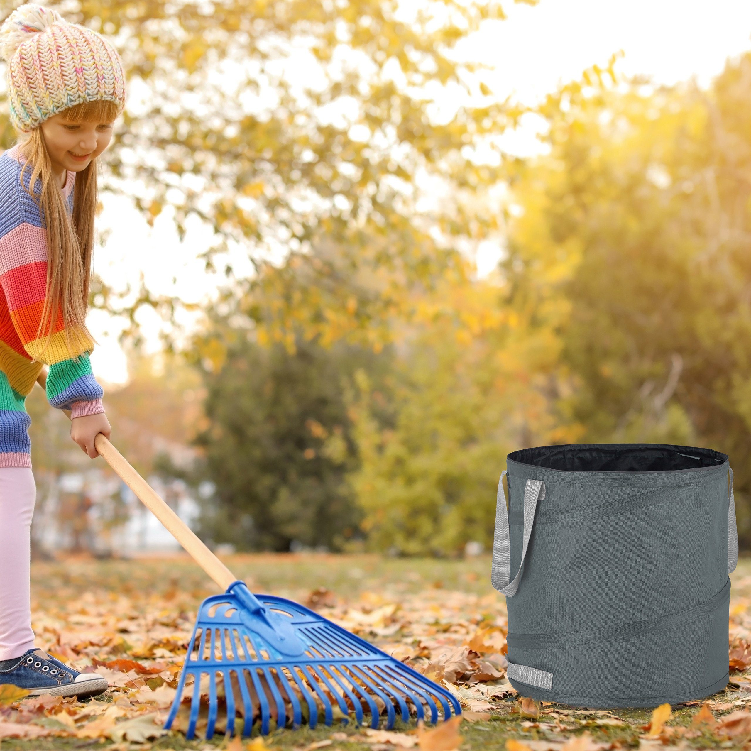 relaxdays Gartensack 3er Set Pop Up Laubsack 85 L grau