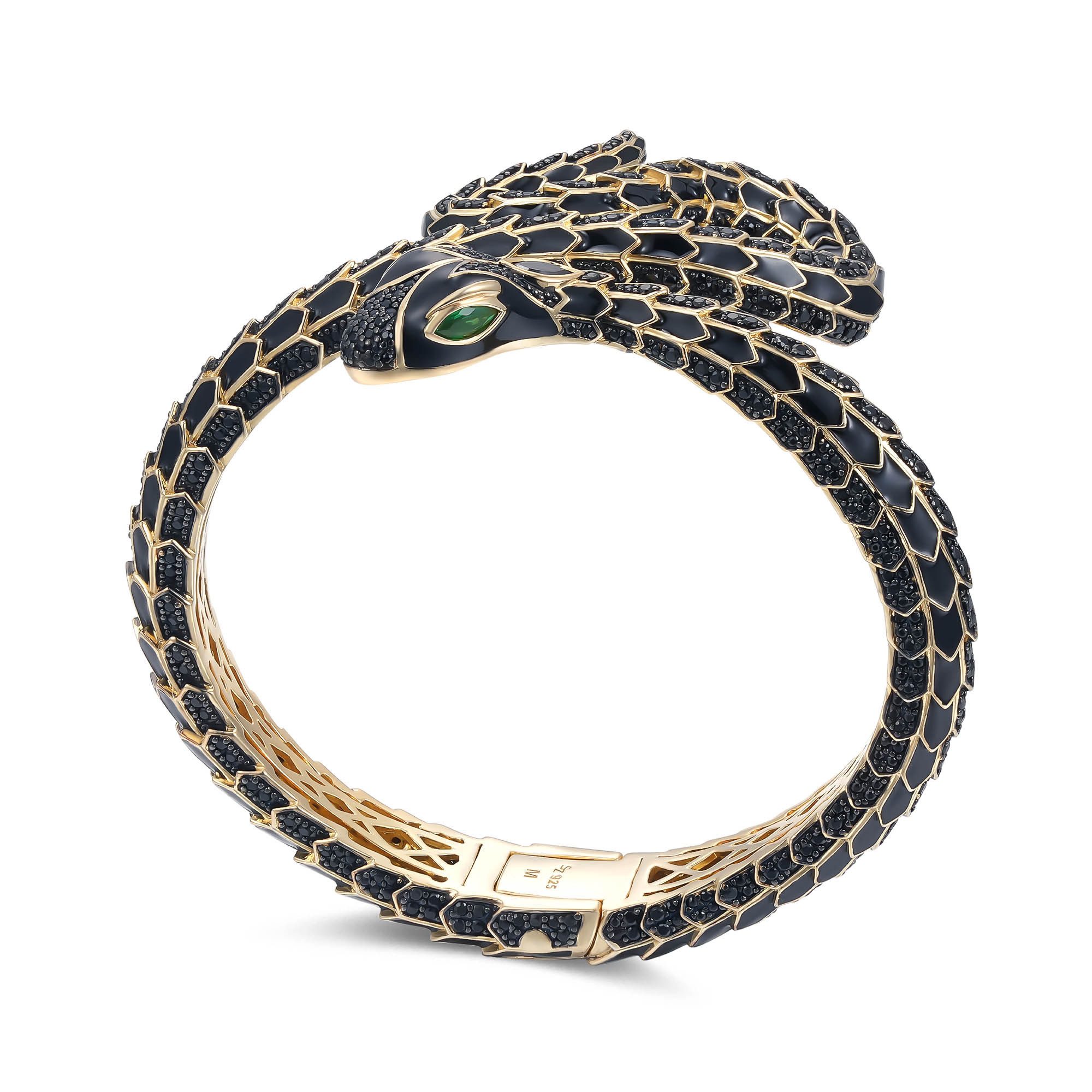 Seinerzeit FLORA & FAUNA Silberarmband Fangor Schlangen Armreif L - 20,0 cm (1-tlg), Material: 925 Sterling Silber, vergoldet mit Emaille