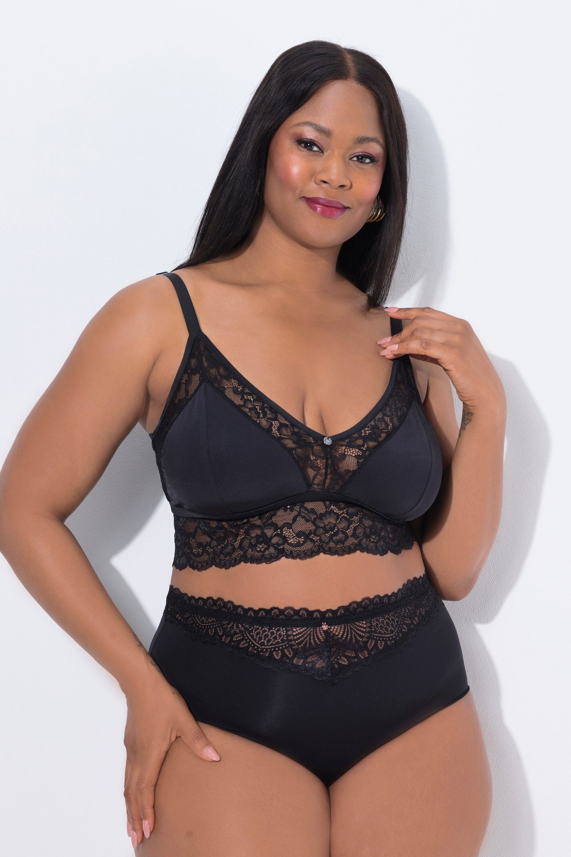 Ulla Popken Bügel-BH TruYou Bralette Satin transparente Spitze