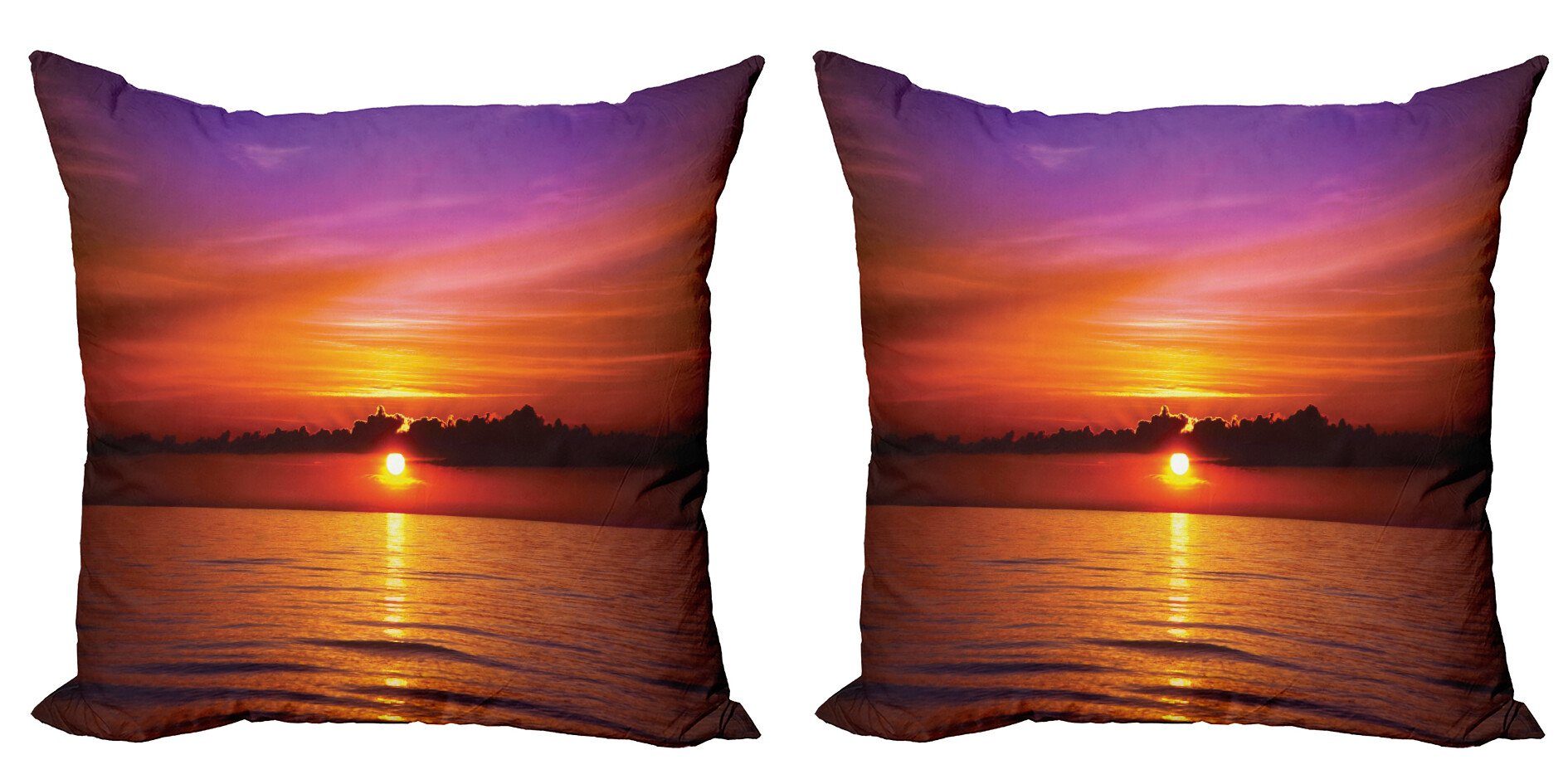 Kissenbezüge Modern Accent Doppelseitiger Digitaldruck, Abakuhaus (2 Stück), Romantisch Bunte Strand-Sonnenuntergang
