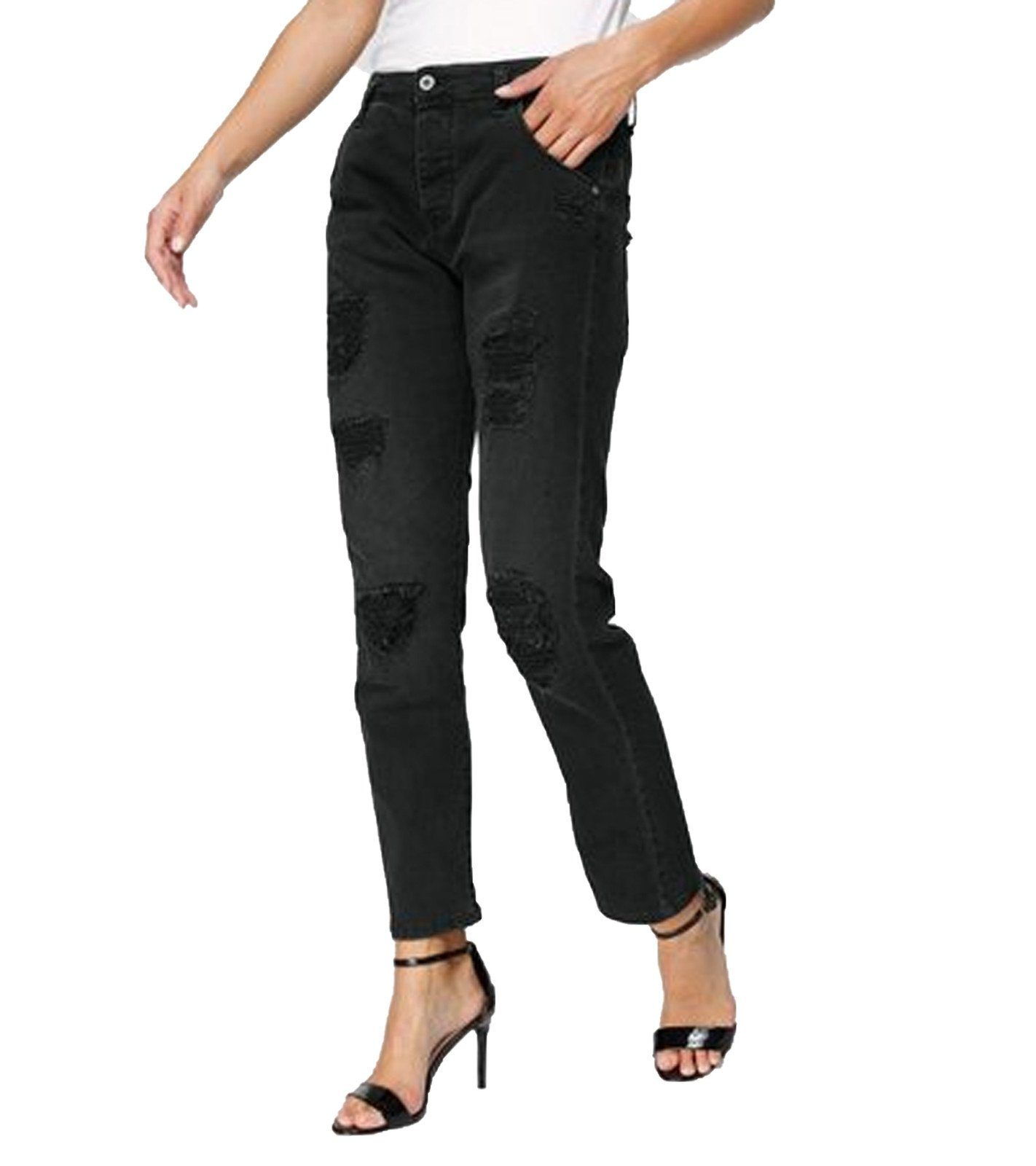 PLEASE Stoffhose »PLEASE Jeans top aktuelle Damen Denim-Hose mit  Destroyed-Effekten Freizeit-Hose Schwarz« online kaufen | OTTO