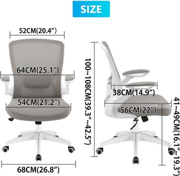 KERDOM Bürostuhl (Bürostuhl ergonomisch: Schreibtischstuhl mit verstellbarem Sit), 360° Drehstuhl Mesh Computerstuhl 9060