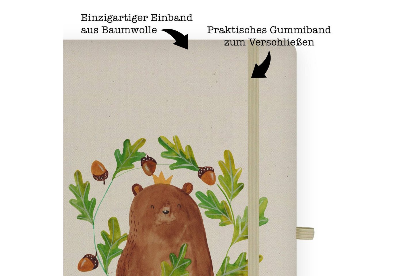 Thumbnail - Mr. & Mrs. Panda Notizbuch Bär König - Transparent - Geschenk, DIN A4 Skizzenbuch, weltbester Pa Mr. & Mrs. Panda, Bezau...