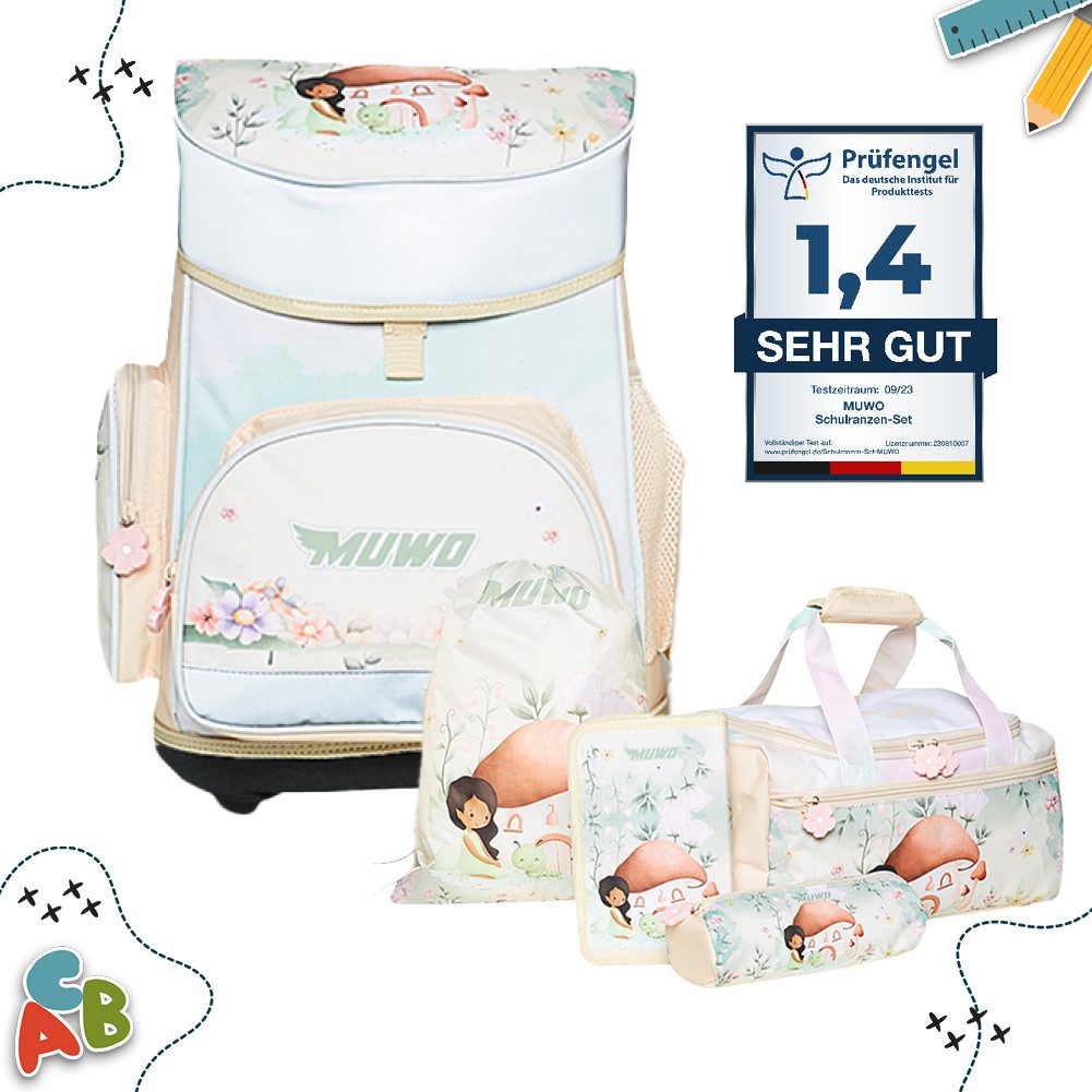 MUWO Schulranzen Kinder Schulranzen Set 5-tlg. verschiedene Motive