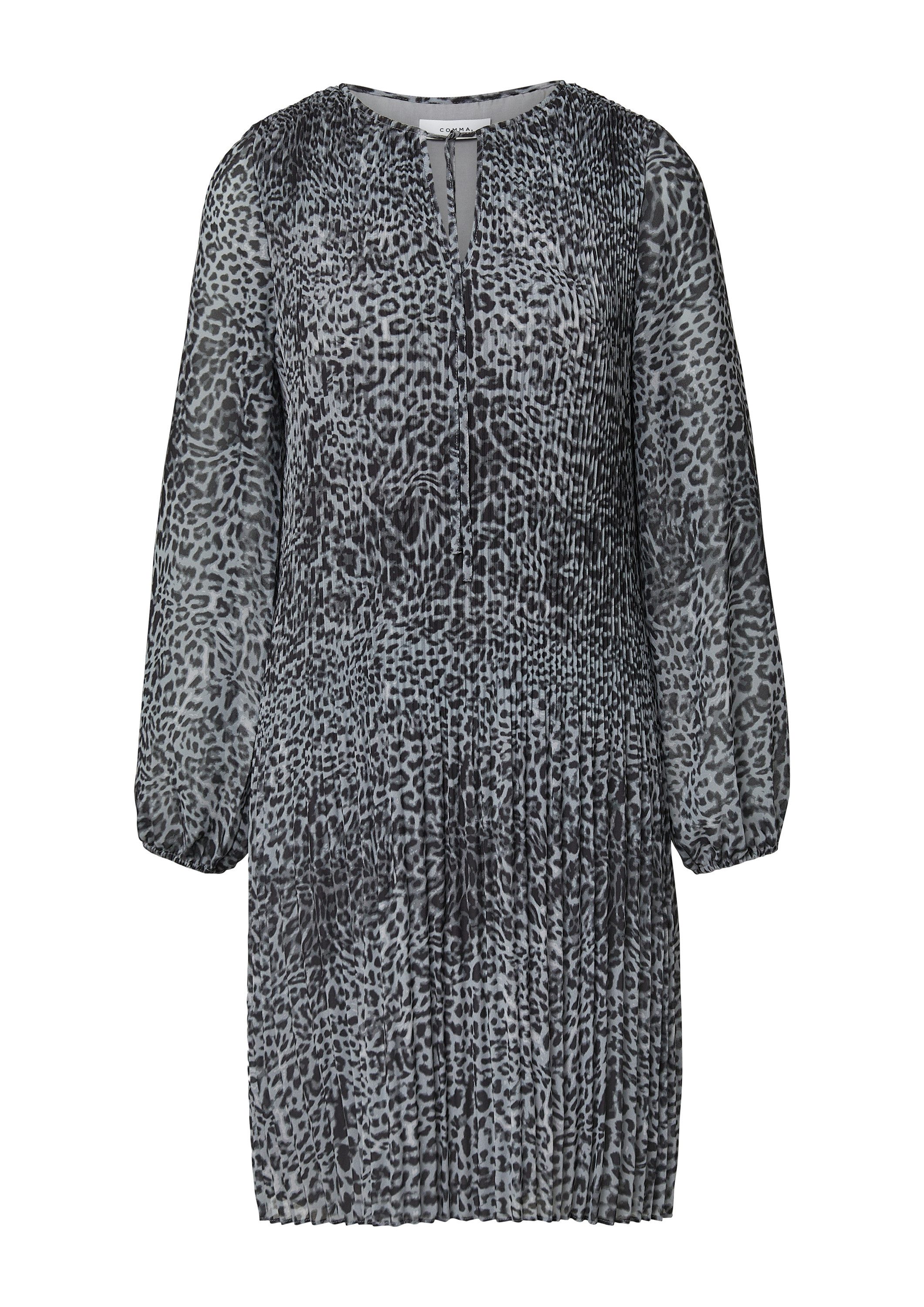 comma Minikleid Kleid Plissiertes Chiffonkleid mit All-over-Print – Bild 2 von 5