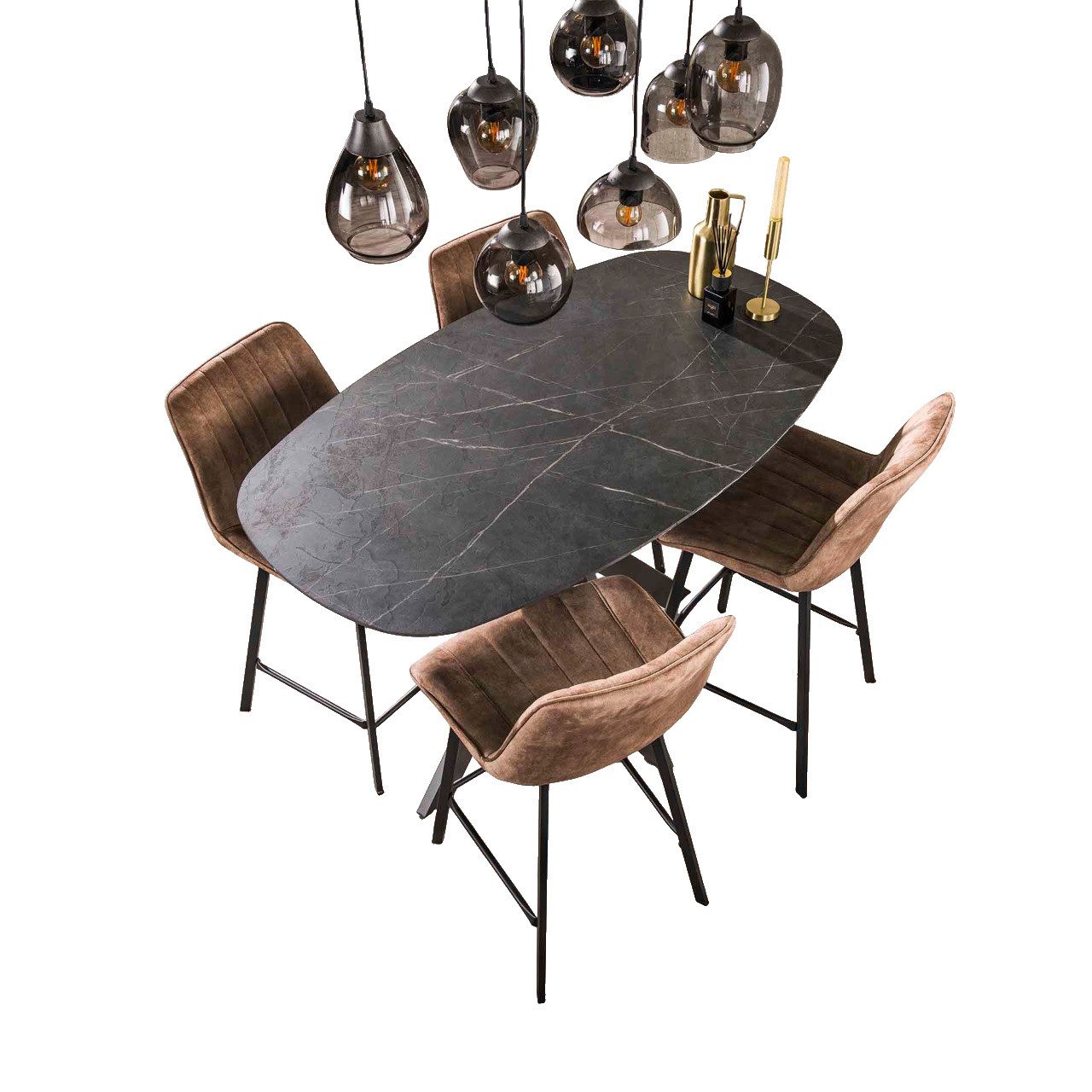 Vintagehaus Bartisch Stehtisch Bartisch Finn Industrial Melamin Marmoroptik 140