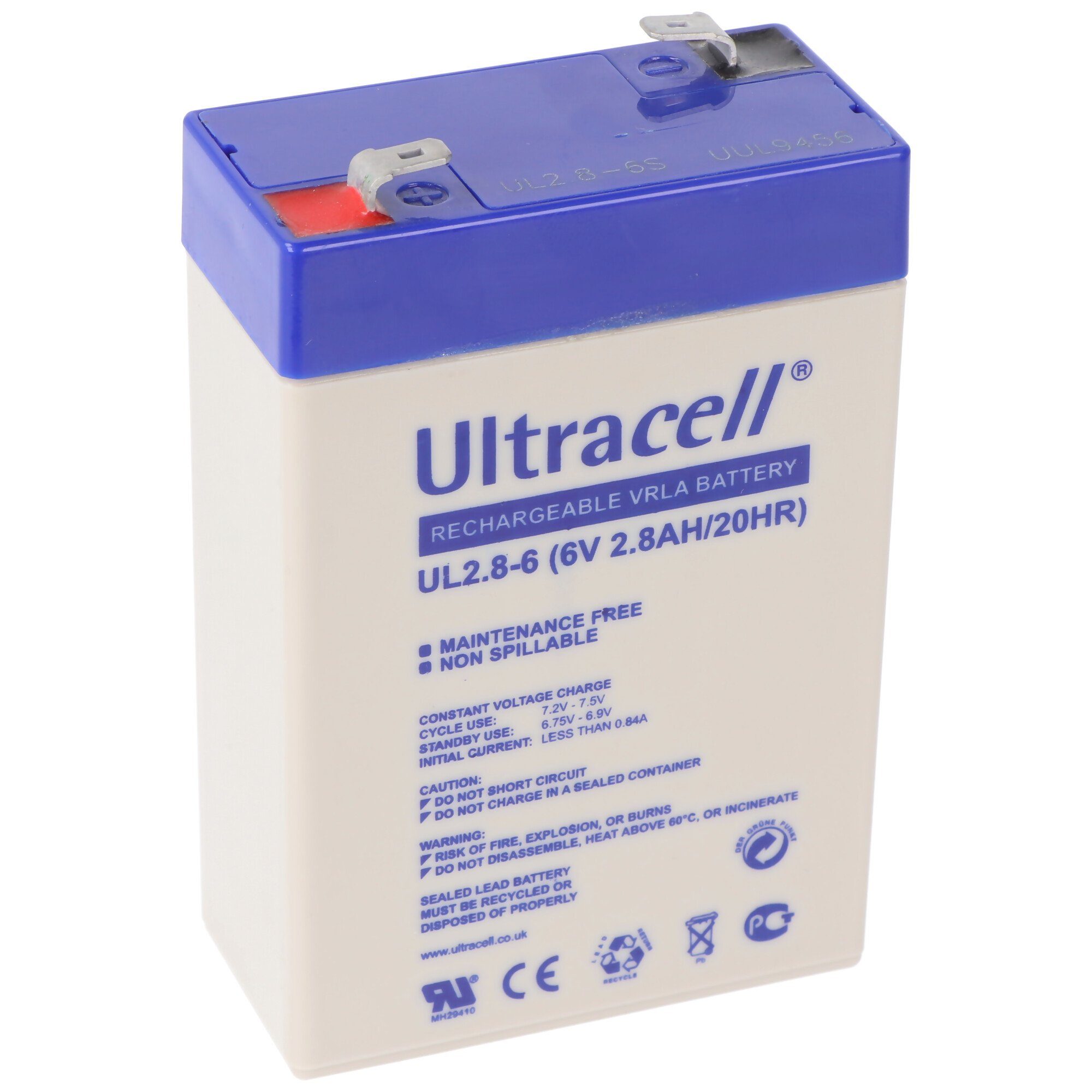 Ultracell Ultracell UL2.8-6 6V 2,8Ah Bleiakku AGM Blei Gel Akku Akku 2800 mAh (6,0 V)