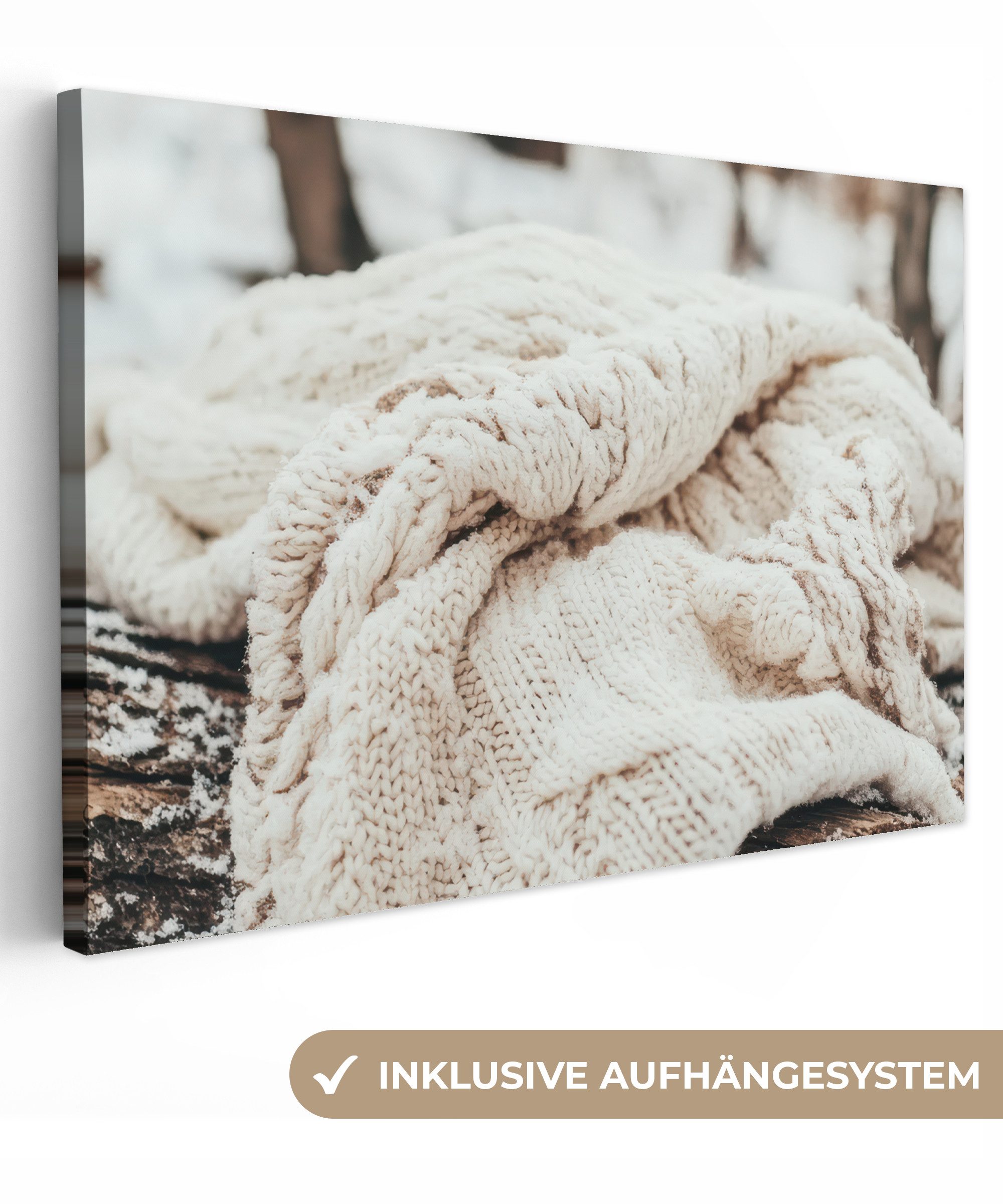 OneMillionCanvasses® Leinwandbild Decke - Weiß - Baumstumpf - Winter - Schn günstig online kaufen