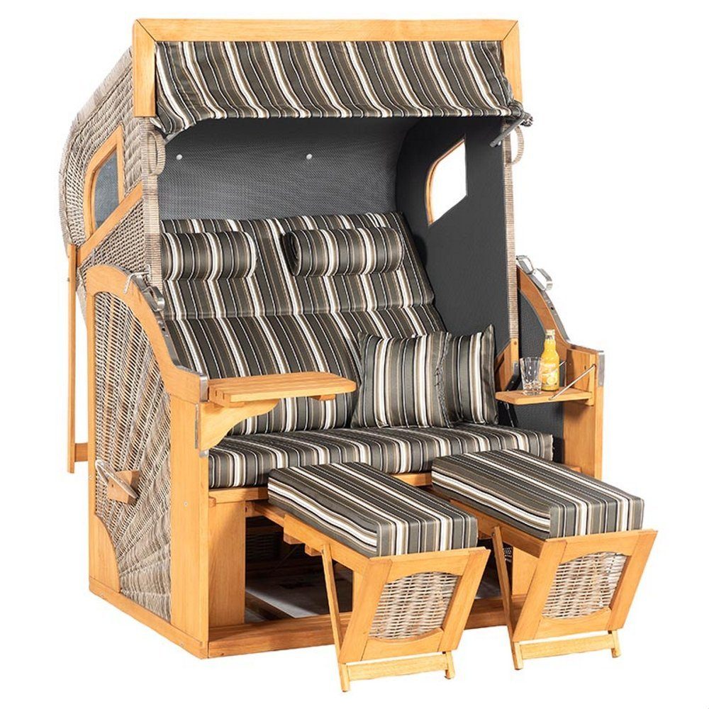 Strandkorb Gartenstrandkorb Rustikal 405 Z Comfort XL 2-Sitzer Vintage Oak