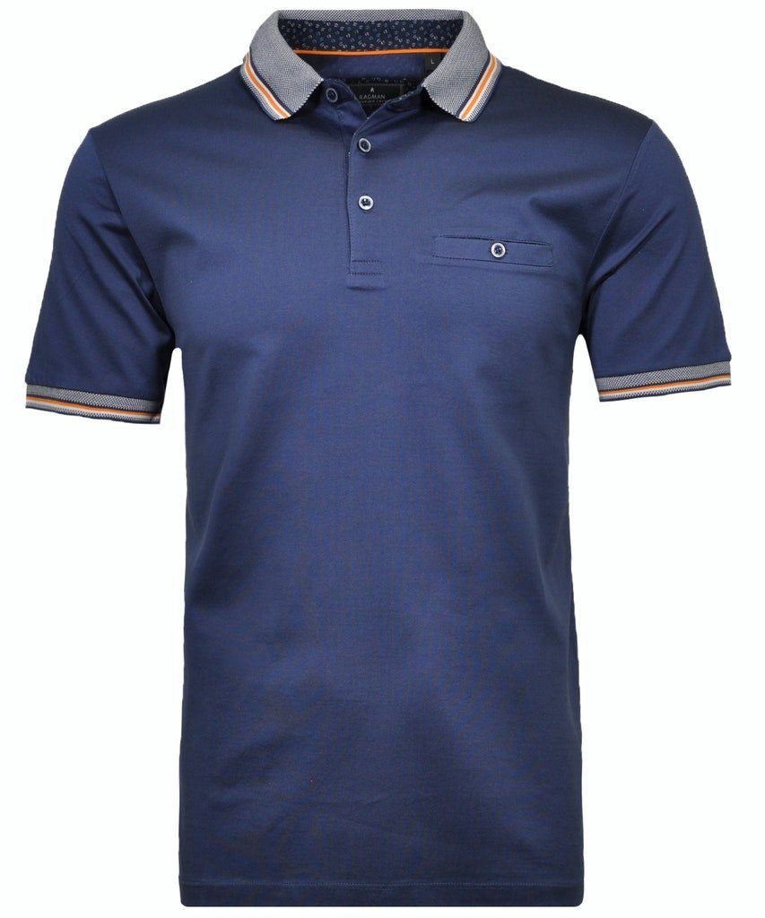 RAGMAN Poloshirt uni mit Kontrastdetails, mercerisiert 079-NACHTBLAU | T-Shirts