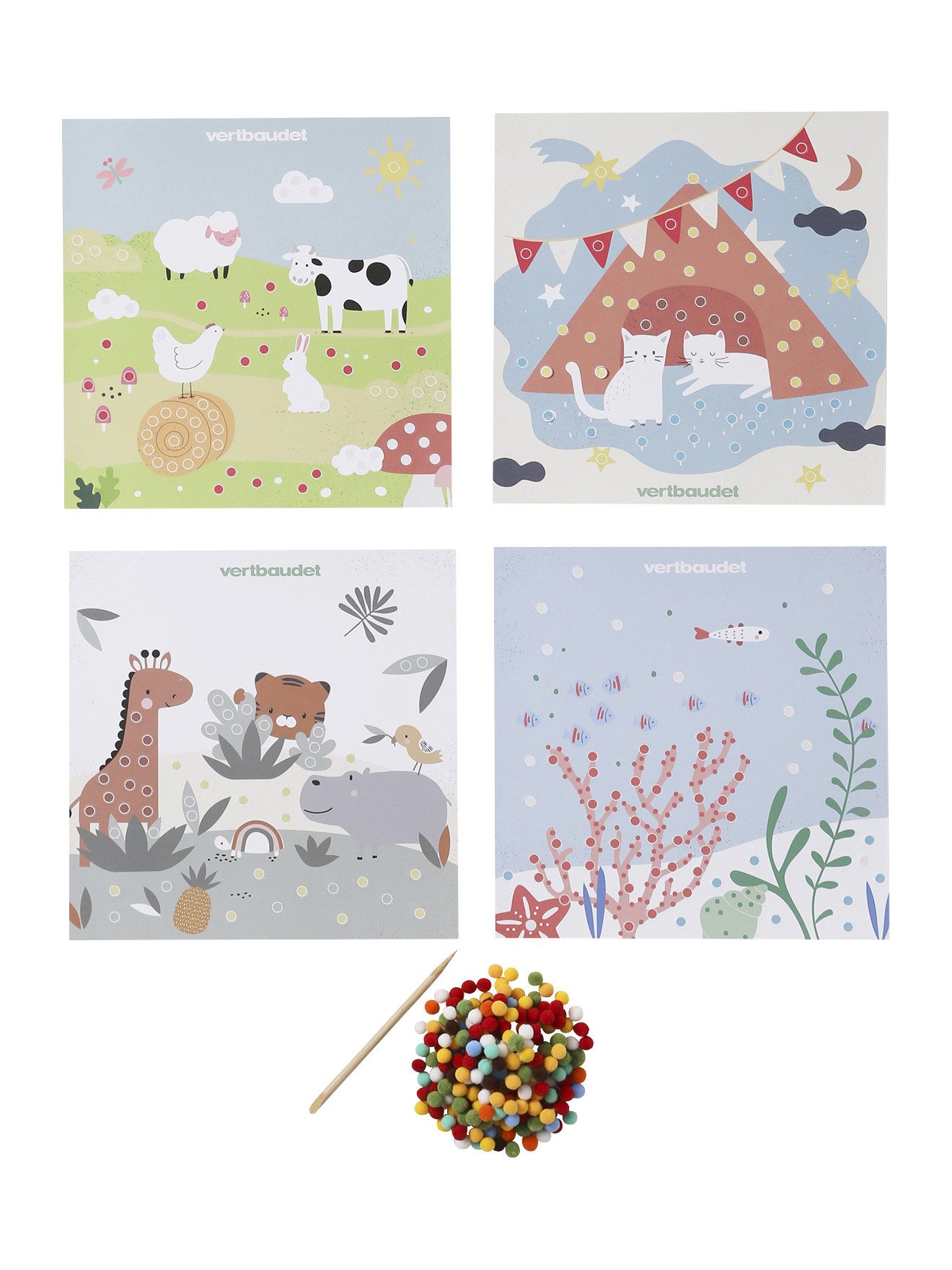 vertbaudet Tafel Bastelset mit Pompon-Bildern für Kinder