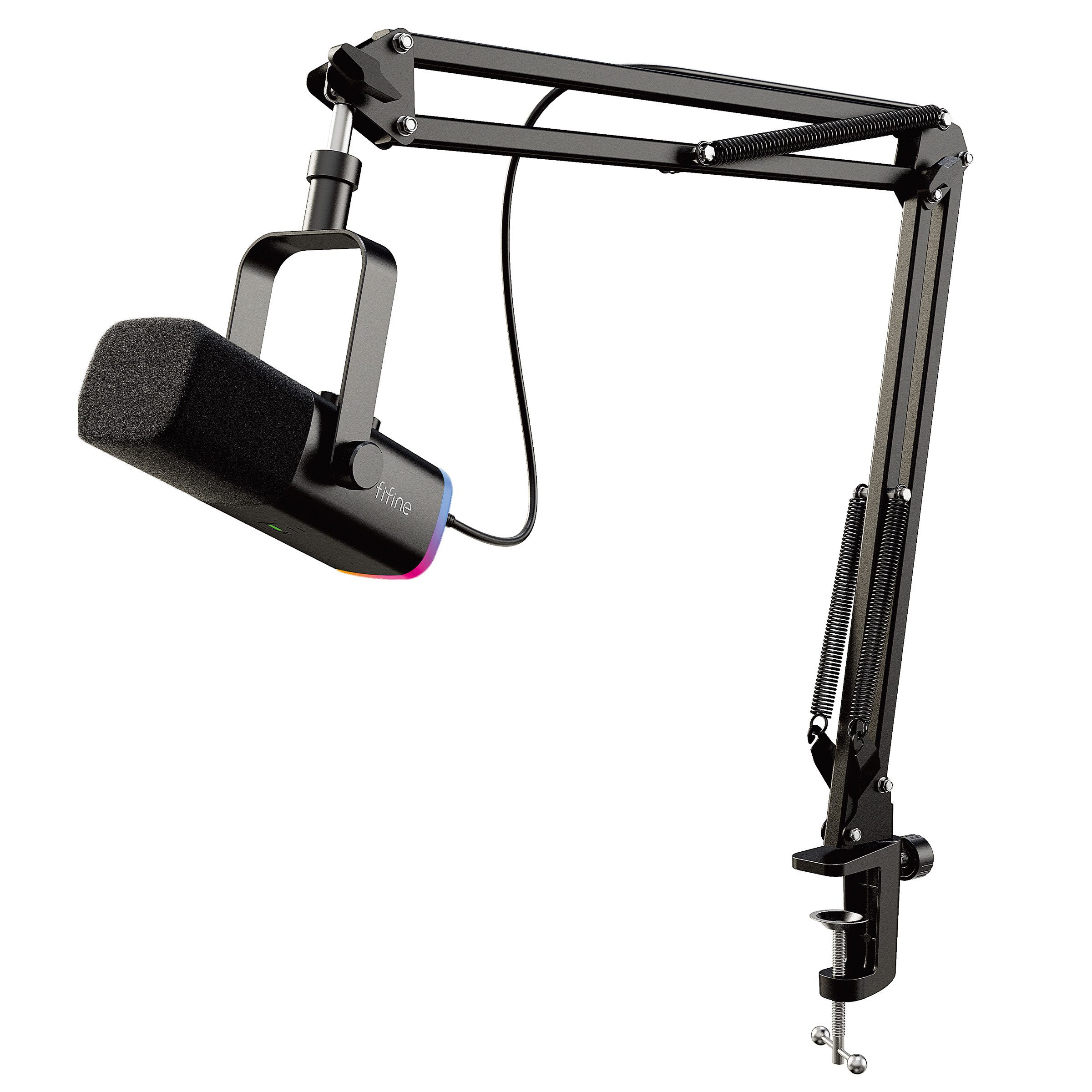 FIFINE Mikrofon XLR Streaming Mikrofon mit Arm für Podcast Studio Gaming Mikrofon, USB Dynamisch Microphone Gaming PC mit Stummschalttaste