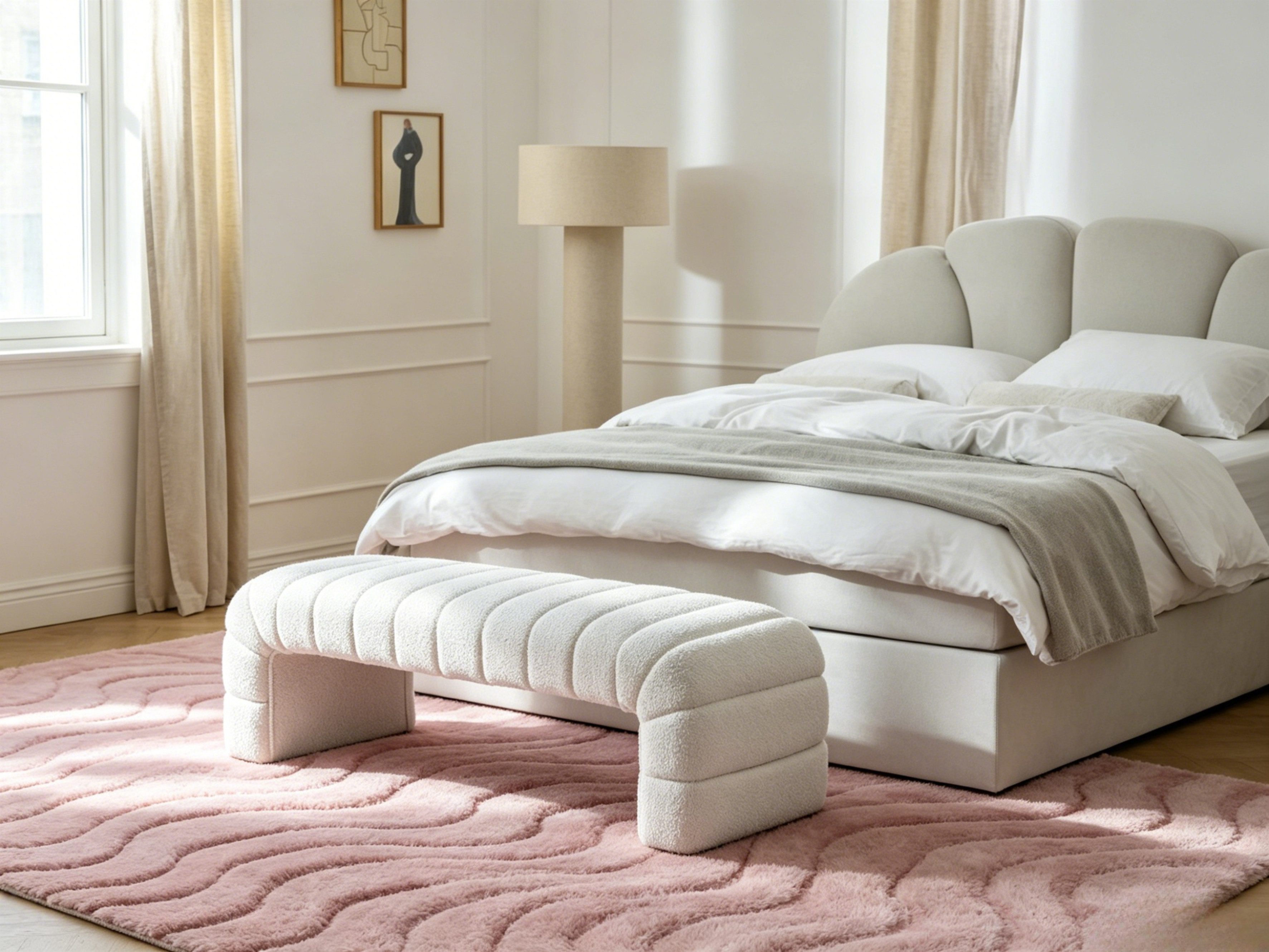 WILLIAMSPACE Ottomane Sanja upholstered bench – 160cm, Chenille, Fluted
