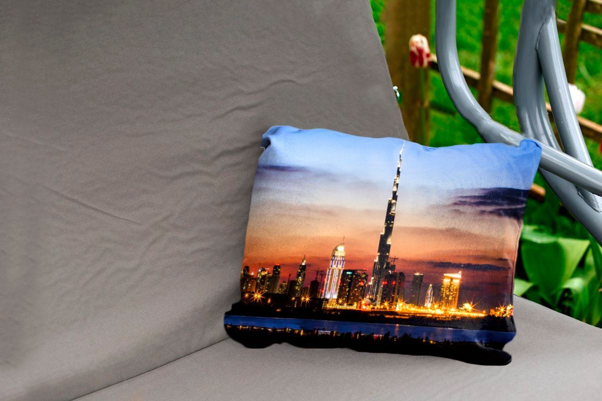 Himmel, Dekokissen von Dekokissenbezug, Burj Khalifa MuchoWow Der Kissenhülle fantastischen Polyester, einem beleuchtet Outdoor-Dekorationskissen,