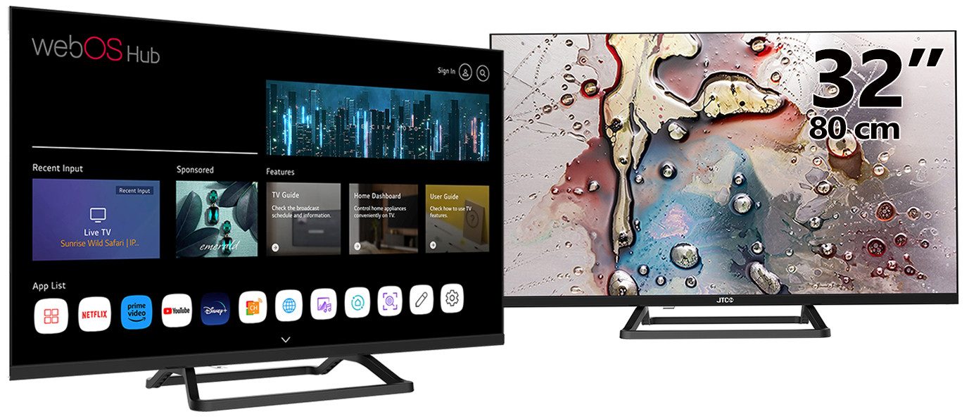 JTC-24 JTCS32H39322FLW DLED-Fernseher (80 cm, HD, Smart-TV, Smart TV, webOS Betriebssystem, Triple Tuner)
