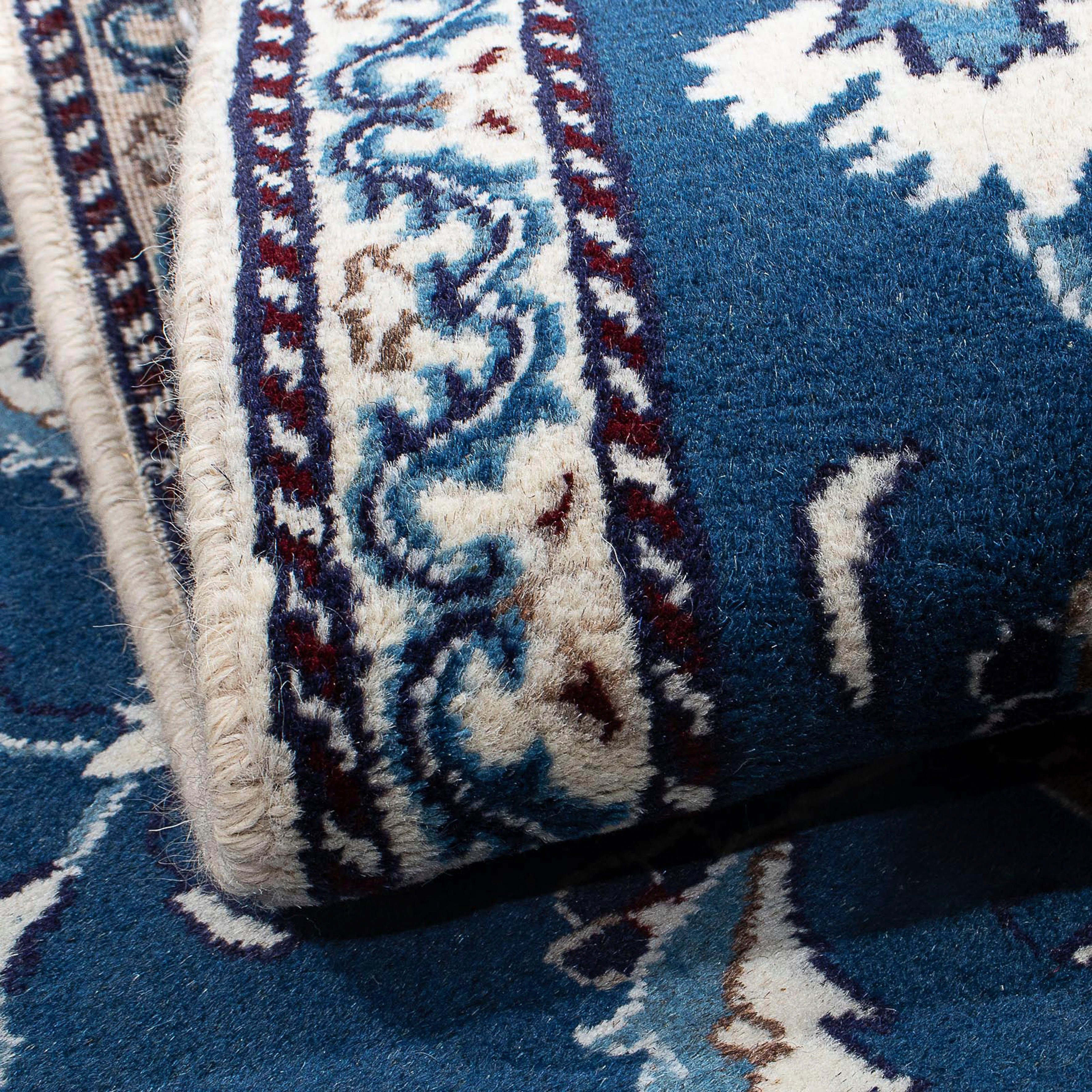 Orientteppich Perser Nain cm morgenland, rechteckig, Wohnzimmer, Handgeknüpft, 90 10 Einzelstück dunkelblau, - Höhe: - 135 Zertifikat - x mm, mit