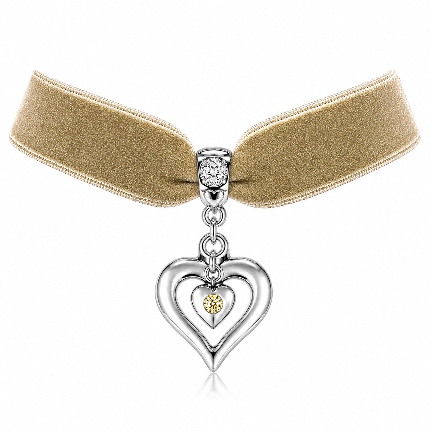 LUISIA® Kette mit Anhänger LUISIA® Samt Kropfband 'Heart in Heart', Halskett