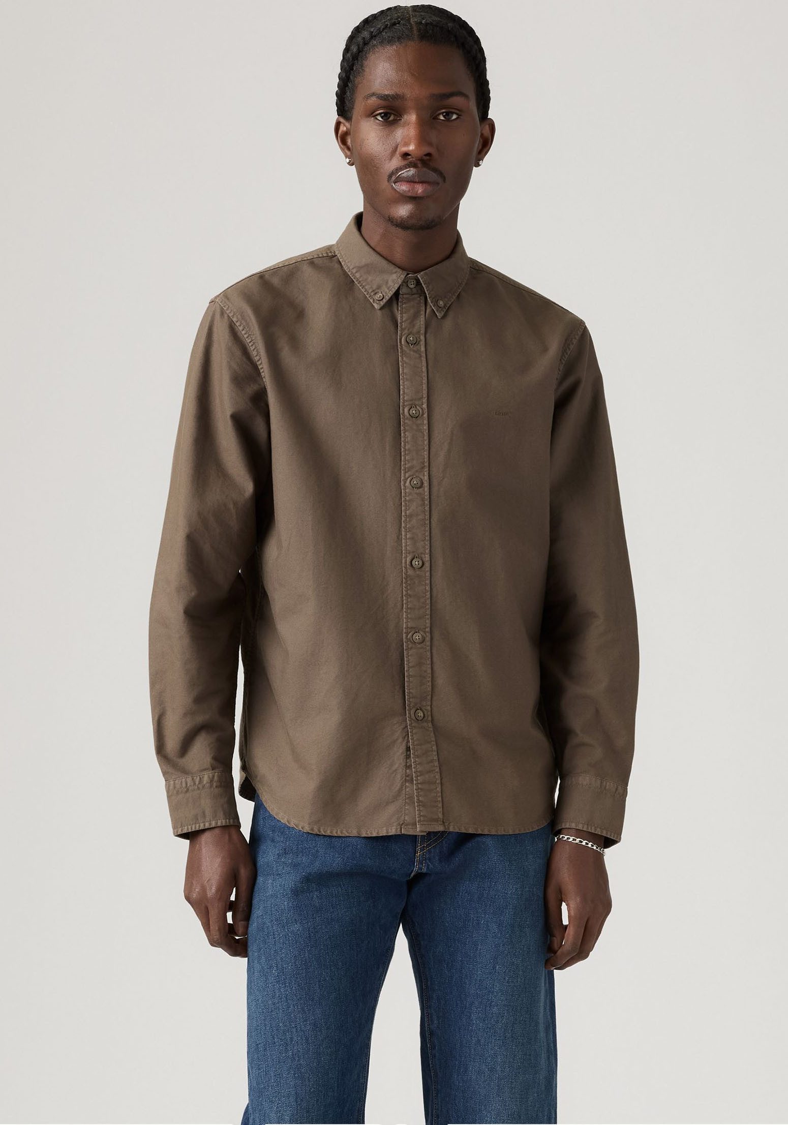 Levi's® Langarmhemd AUTHENTIC BUTTON DOWN mit Ton-in-Ton Logostickerei auf günstig online kaufen