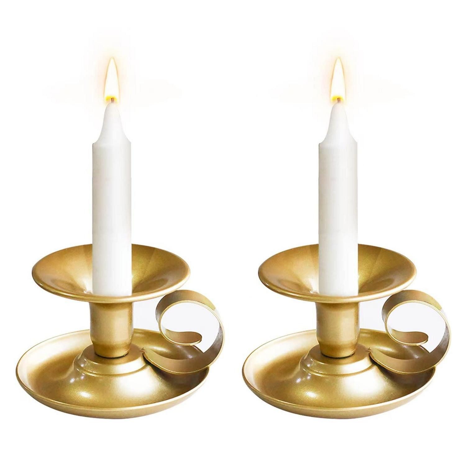 LuxusKollektion Kerzenständer Kerzenständer 2er Set Gold Vintage mit Griff (2 St)