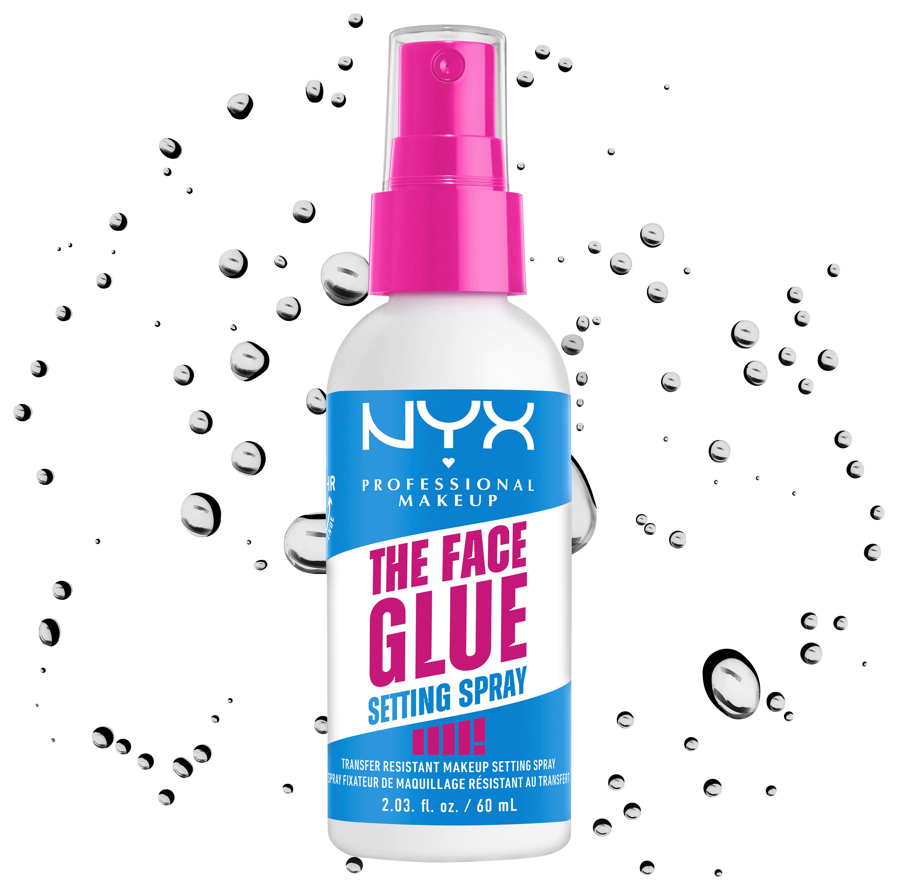 NYX PROFESSIONAL MAKEUP Fixierspray THE FACE GLUE SETTING SPRAY, Sorgt für langanhaltendes Make-up und eine gesunde Haut.