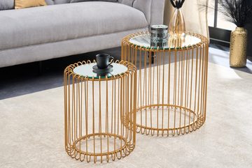 riess-ambiente Beistelltisch VARIATION Ø50cm gold (Set, 2-St), Wohnzimmer · Spiegelglas · Metall · rund · handmade · Design