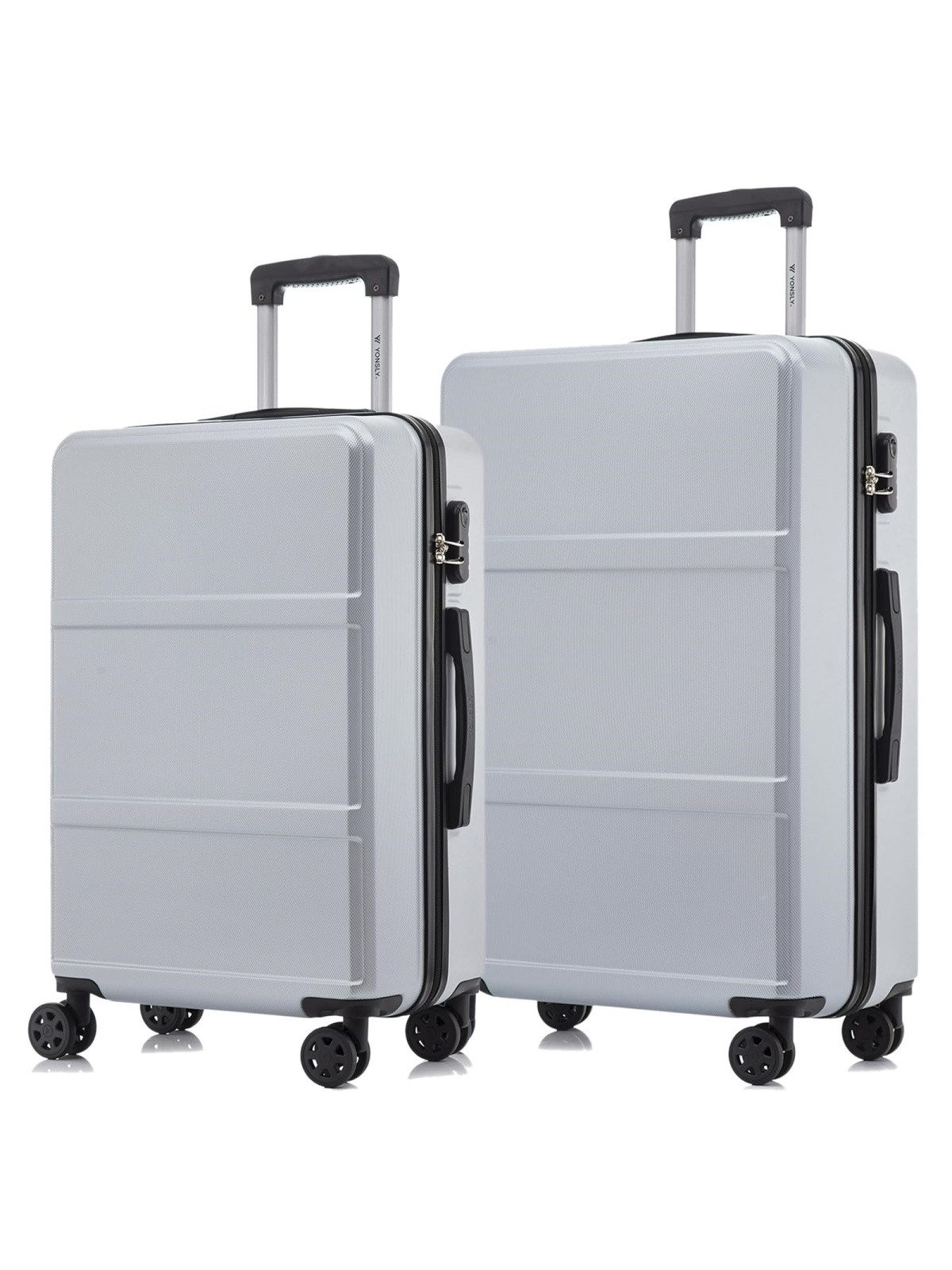 YONSLY Handgepäckkoffer Hartschalen-Reisekoffer aus ABS als Trolley-Set, 4 Rollen, mit 360°-Doppelrollen, Zahlenschloss und komfortablem Gummigriff