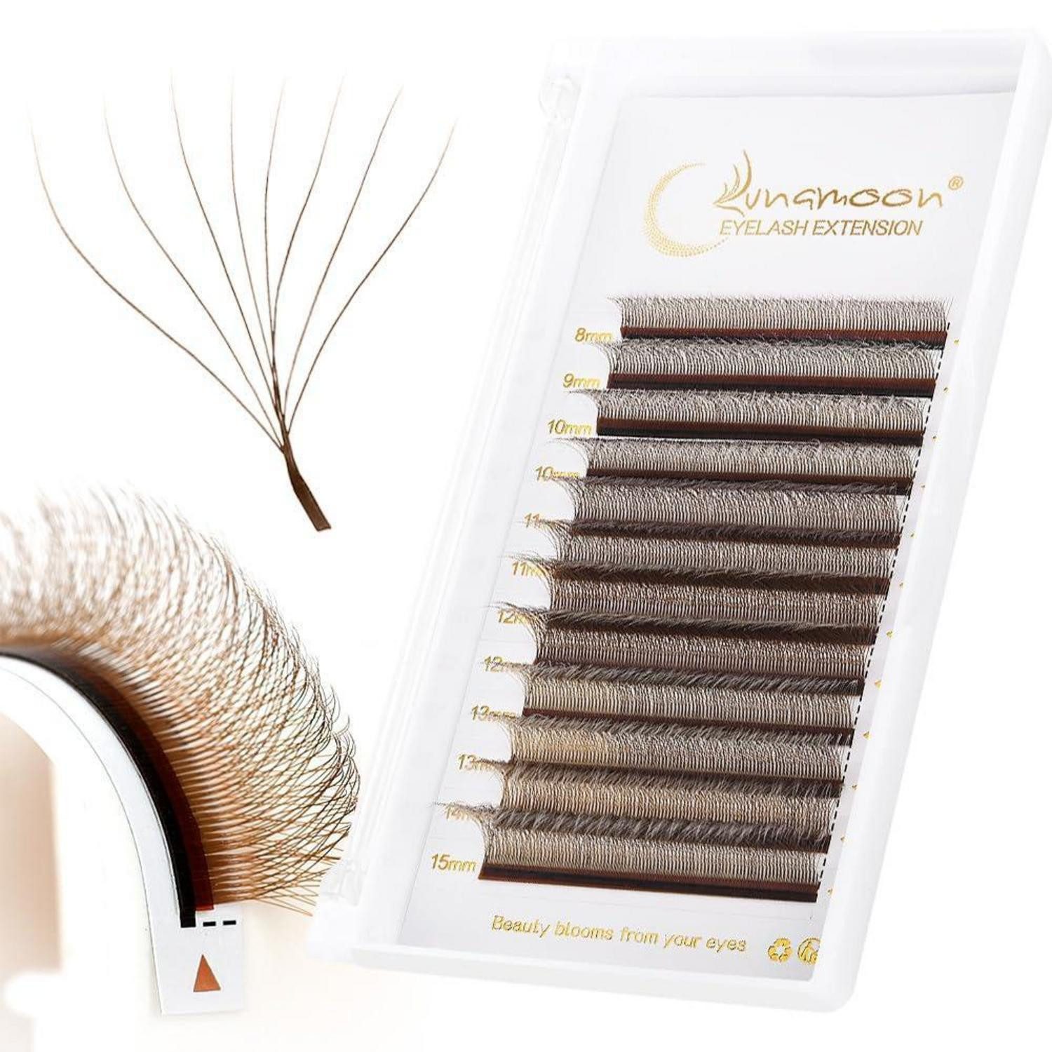 LuxusKollektion Einzelwimpern Wimpernverlängerung Braun 8D W, 8-15mm