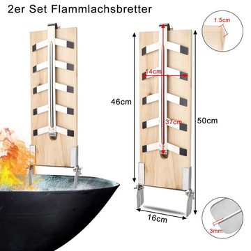 Bettizia Räucherbrett 2er Set Flammlachsbrett Fischfilethalter XL Holzplatten Flammlachse, Zedernholz