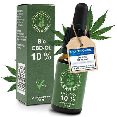 Cann Oil Körperöl Breitspektrum 10% CBD-Öl Aromaöl, Duftöl Orange, 10ml Tropfen