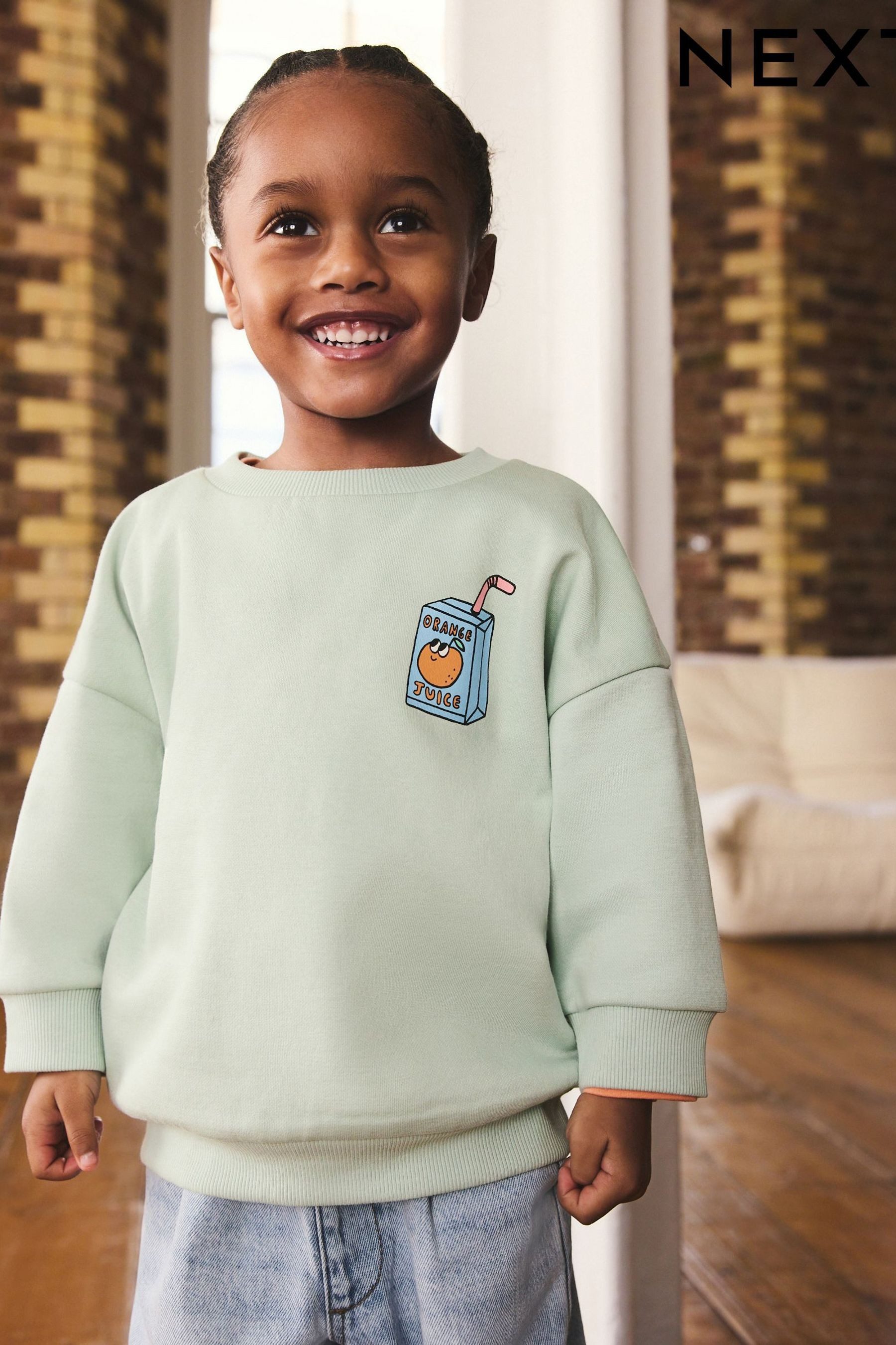 Next Sweater Sweatshirt mit Rundhalsausschnitt und Print (1-tlg)