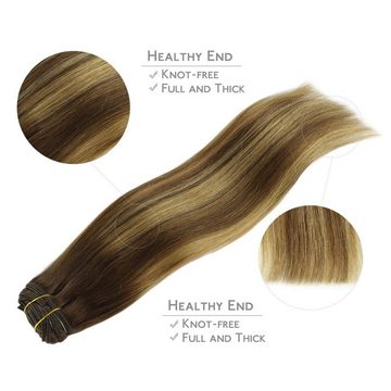 Wennalife Echthaar-Extension Clip inExtensions,BalayageSchokoladenbraun bis Karamellblond