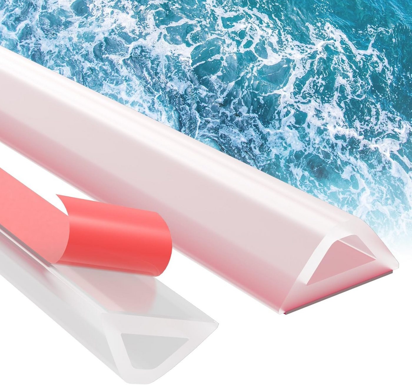 Diwzbyn Duschdichtung 100 cm Duschdichtungsprofil, Silikon-Wassersperre, Küchenarbeitsplatten-Duschdichtung, selbstklebende Spritzschutzleiste