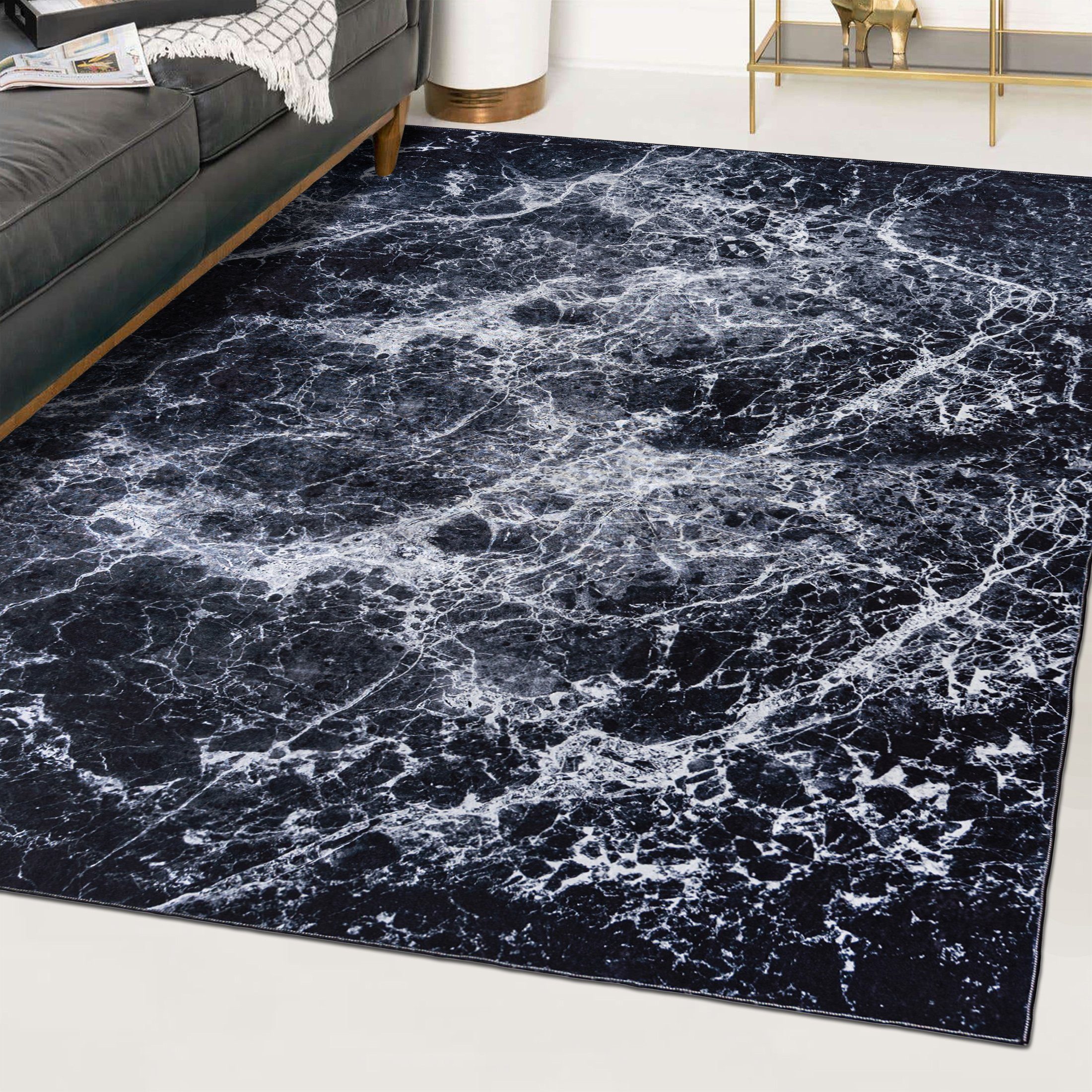 Mazovia Designteppich Modern Teppich für Wohnzimmer, Schlafzimmer, Esszimmer, 80 x 150 cm, Kurflor, Waschbar in Waschmaschine, Höhe 5 mm, Rutschfest – Bild 2 von 5