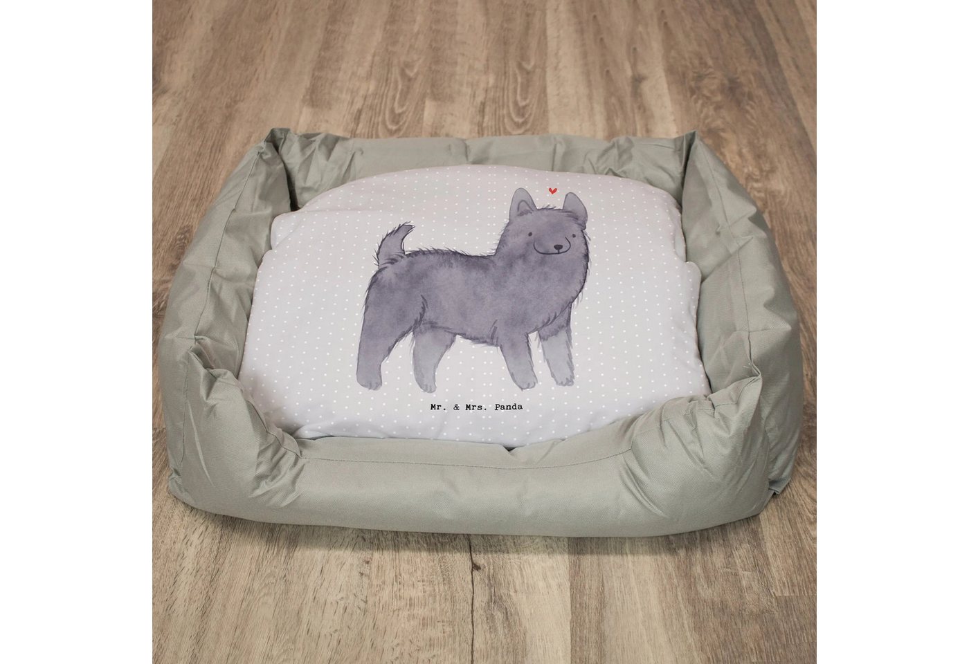 Thumbnail - Mr. & Mrs. Panda Tierbett Schipperke Lebensretter - Grau Pastell - Geschenk, Liegeplatz, Körbch, Kuschelig warm