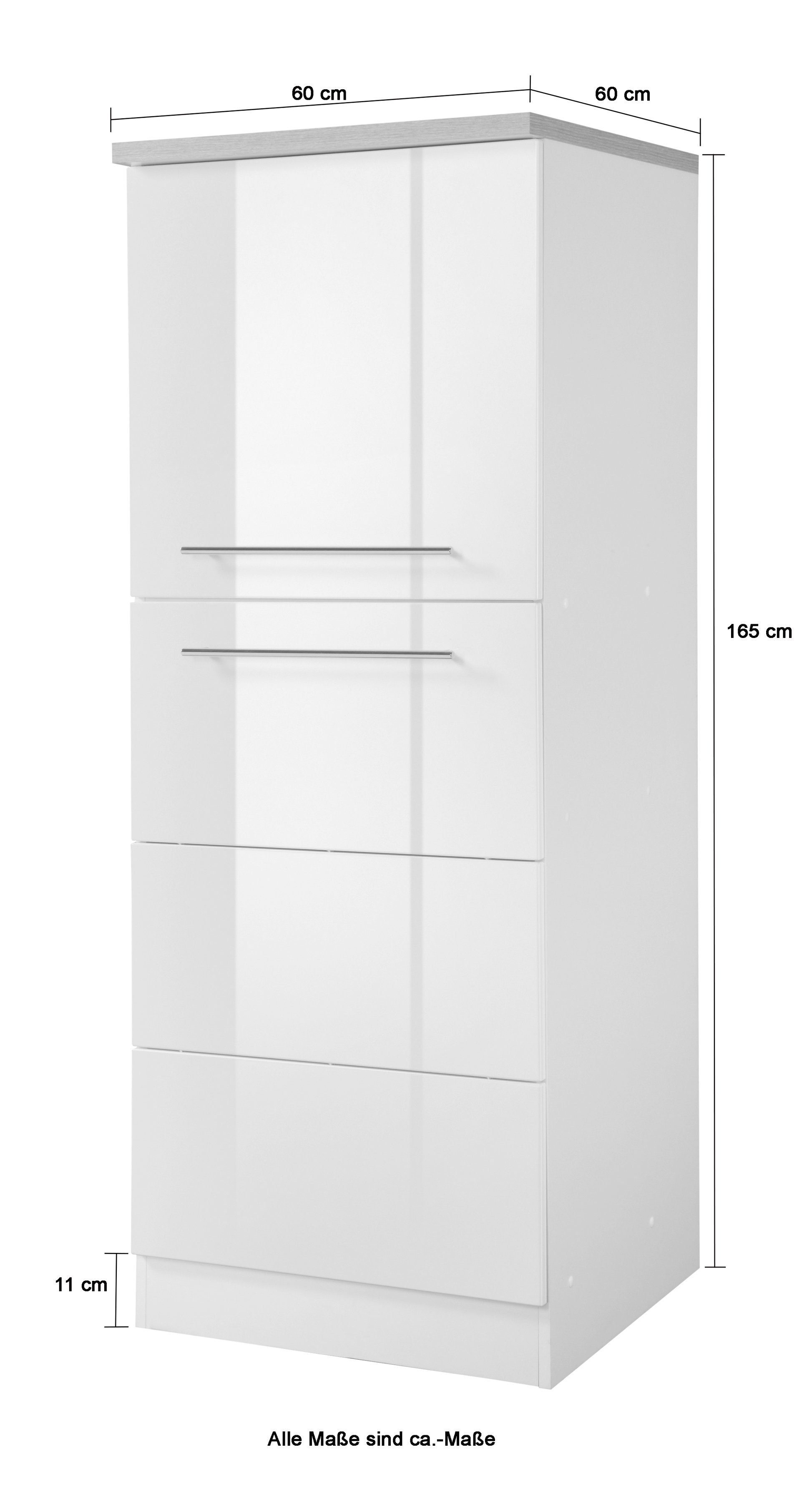 KOCHSTATION Seitenschrank KS-Wien Breite 60 cm, Höhe 165 cm, Türanschlag wechselbar