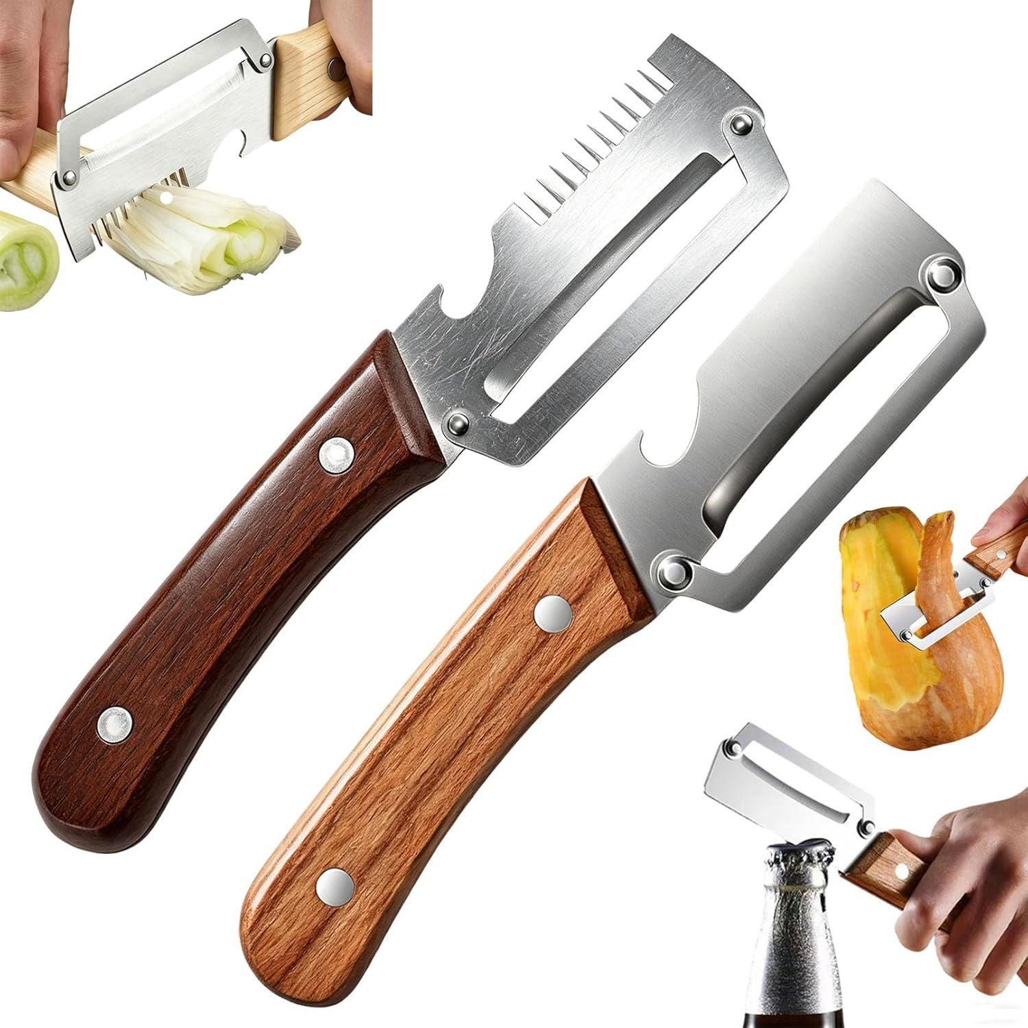 FELIXLEO Sparschäler 3 in 1 Multifunktionaler Gemüseschäler Edelstahl Obst, (2-tlg)