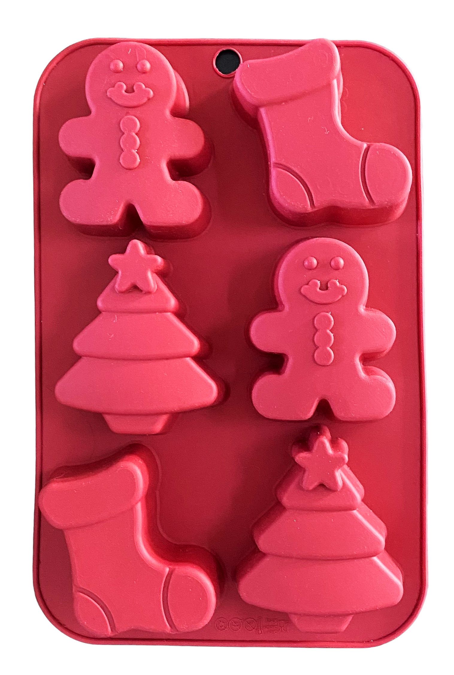 HI Backform Silikon 6er Muffinform Weihnachtsmotive Rot Haushalt International