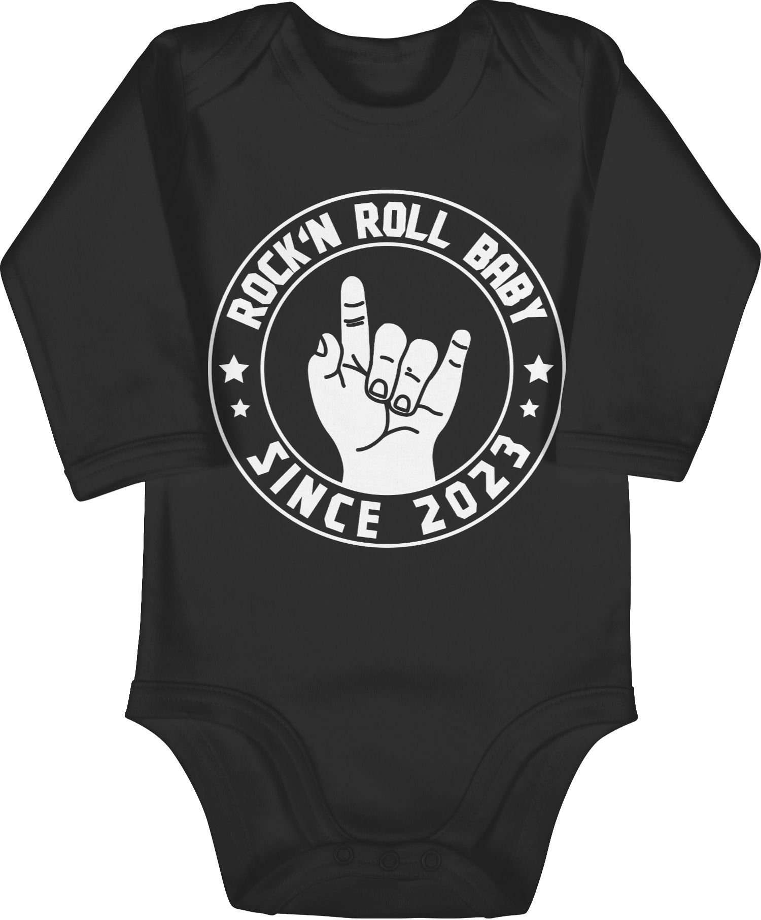 Shirtracer Shirtbody Rock'n Roll Baby since 2023 Sprüche Baby 1 Schwarz