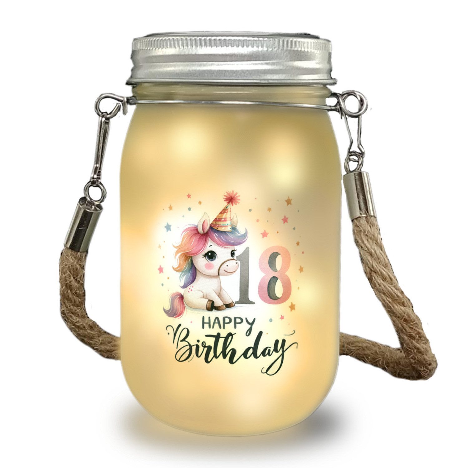 speecheese Dekolicht 18. Geburtstag mit niedlichem Pferd Solarlicht Spruch günstig online kaufen
