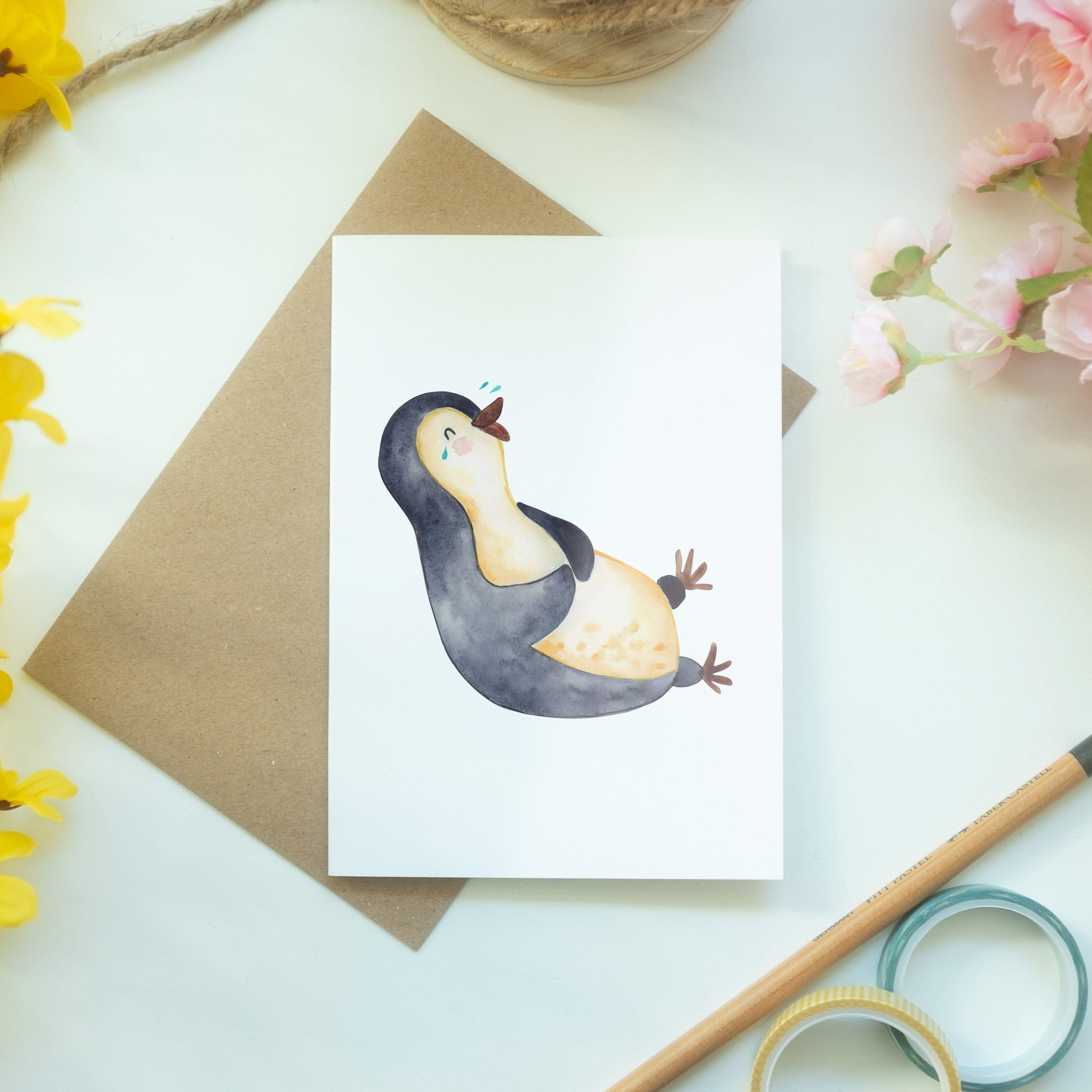 Mr. & Mrs. Panda Grußkarte lachend Geschenk, Humor Pinguin - Weiß - Karte, Hochzeitskarte, lol
