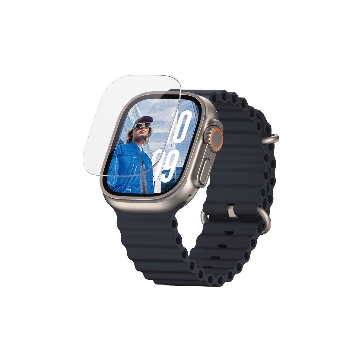 CARE by PanzerGlass Displayschutzglas Ultra-Wide Fit Screen Protection für Apple Watch Ultra, Apple Watch Ultra 2, Displayschutzfolie, Schutzfolie, Bildschirmschutz, kratz- & stoßfest