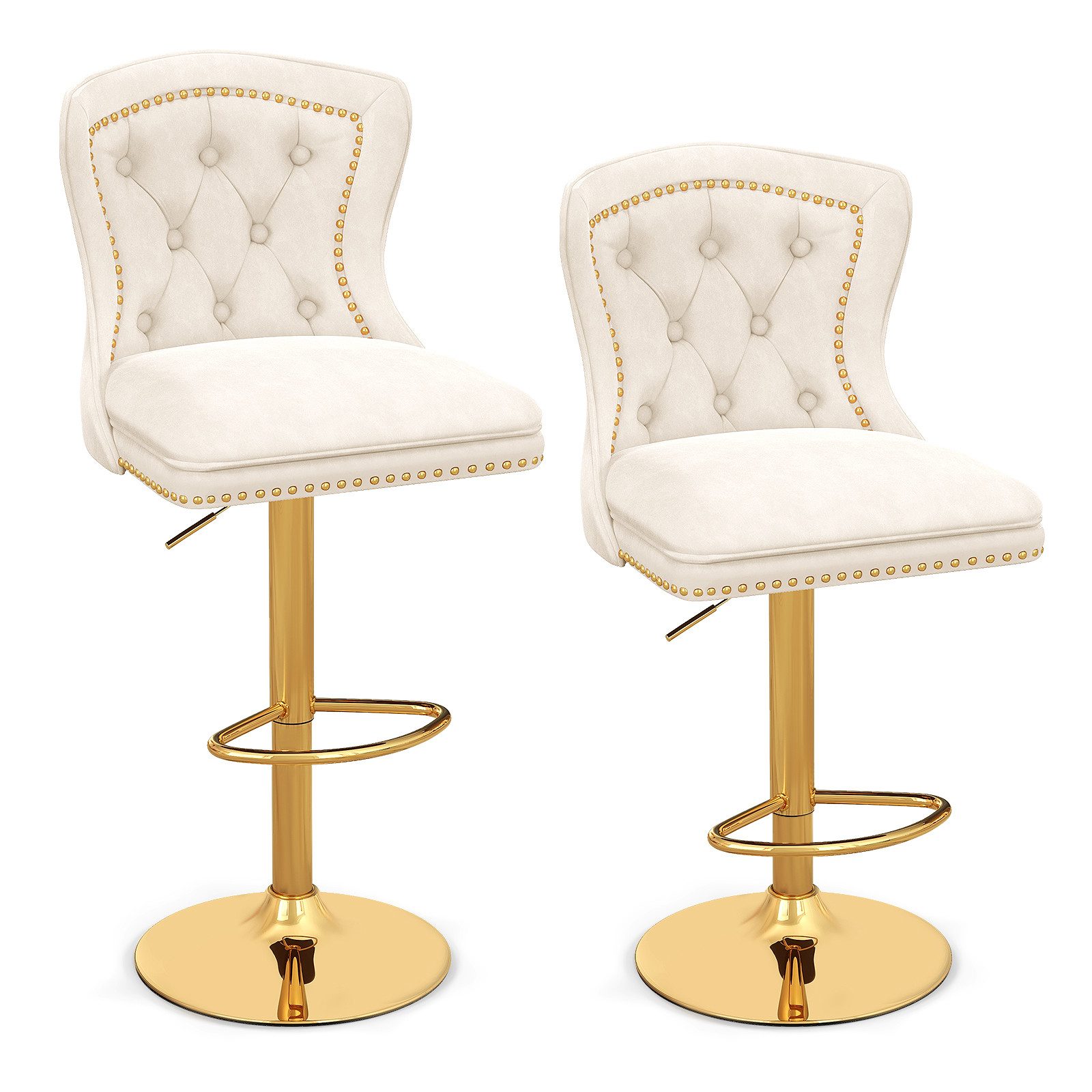 COSTWAY Barhocker (2er Set), Barstühle 67-87cm höhenverstellbar aus Samt, d günstig online kaufen