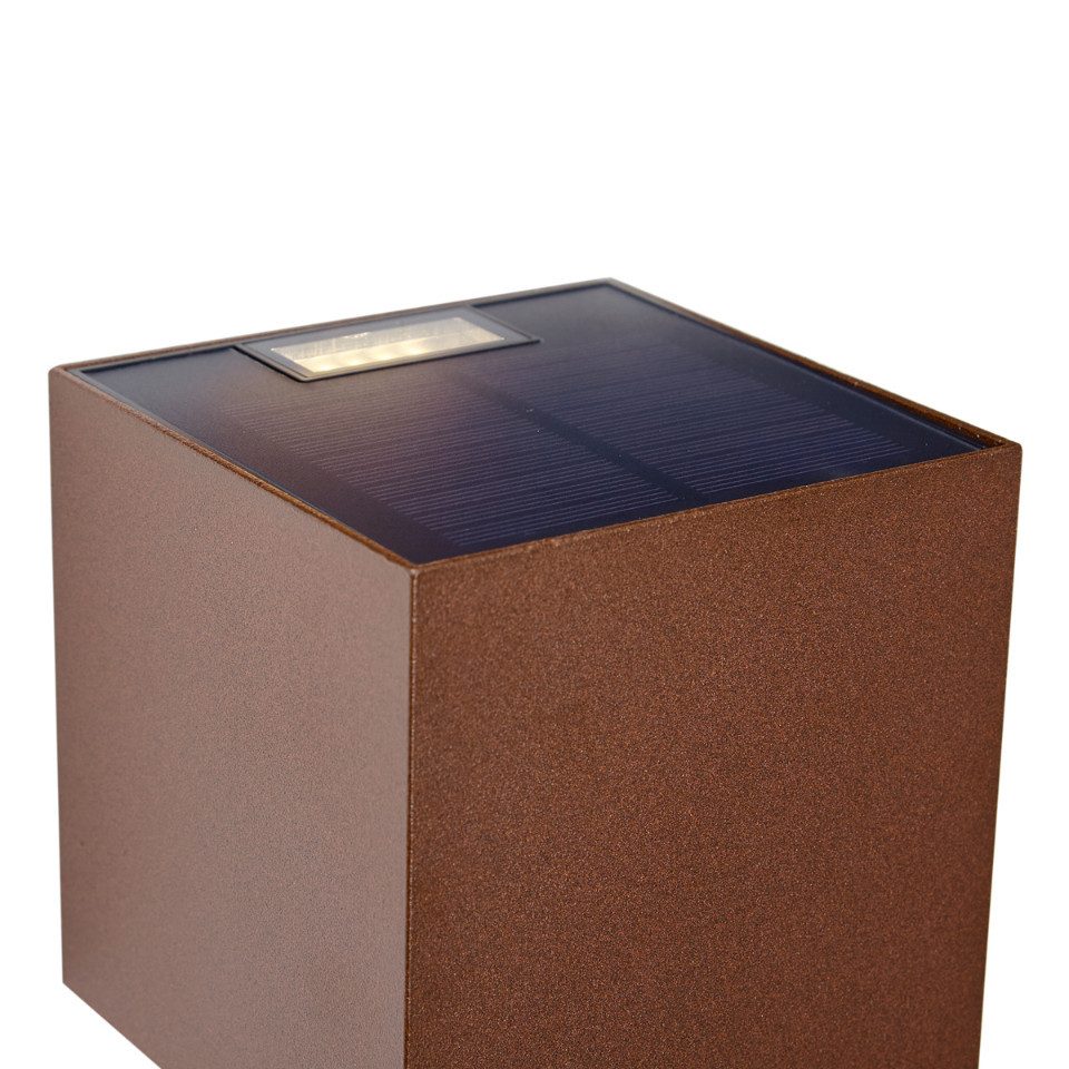 Qazqa LED Solarleuchte Charlene, LED fest integriert, Extra-Warmweiß, QAZQA Solar­leuchte, integrated, Rostbraun, Aluminium, Modern