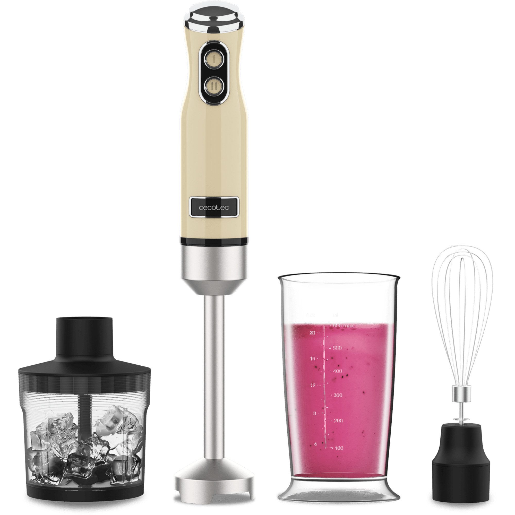 Cecotec Küchenmaschine Stabmixer Power RetroYellow 1200MAX Cream&Crush, 1200 W