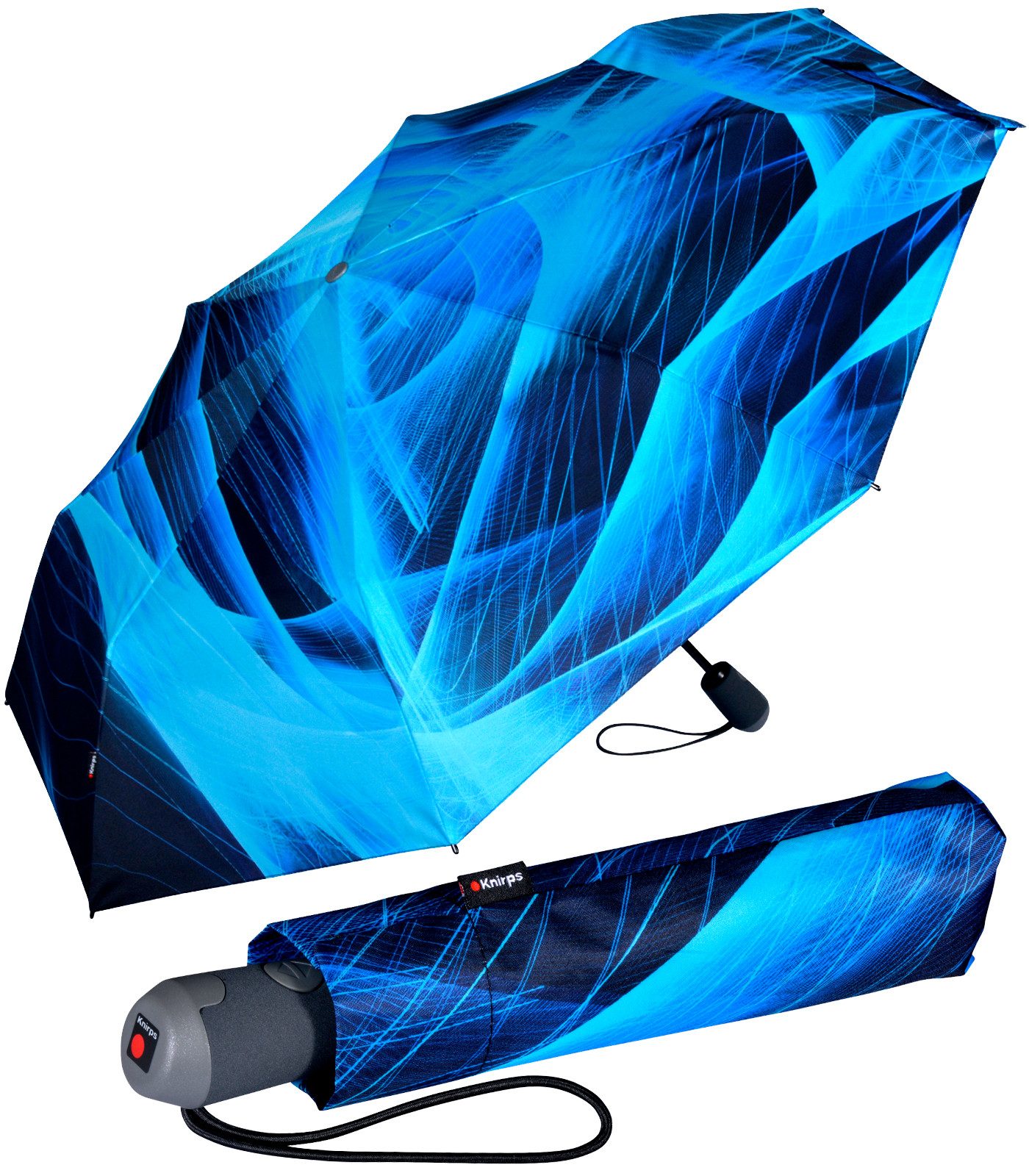 Knirps® Taschenregenschirm Knirps Damen Taschenschirm E.200 Duomatic Spheres - topaz, mit Linien-Muster - Spheres
