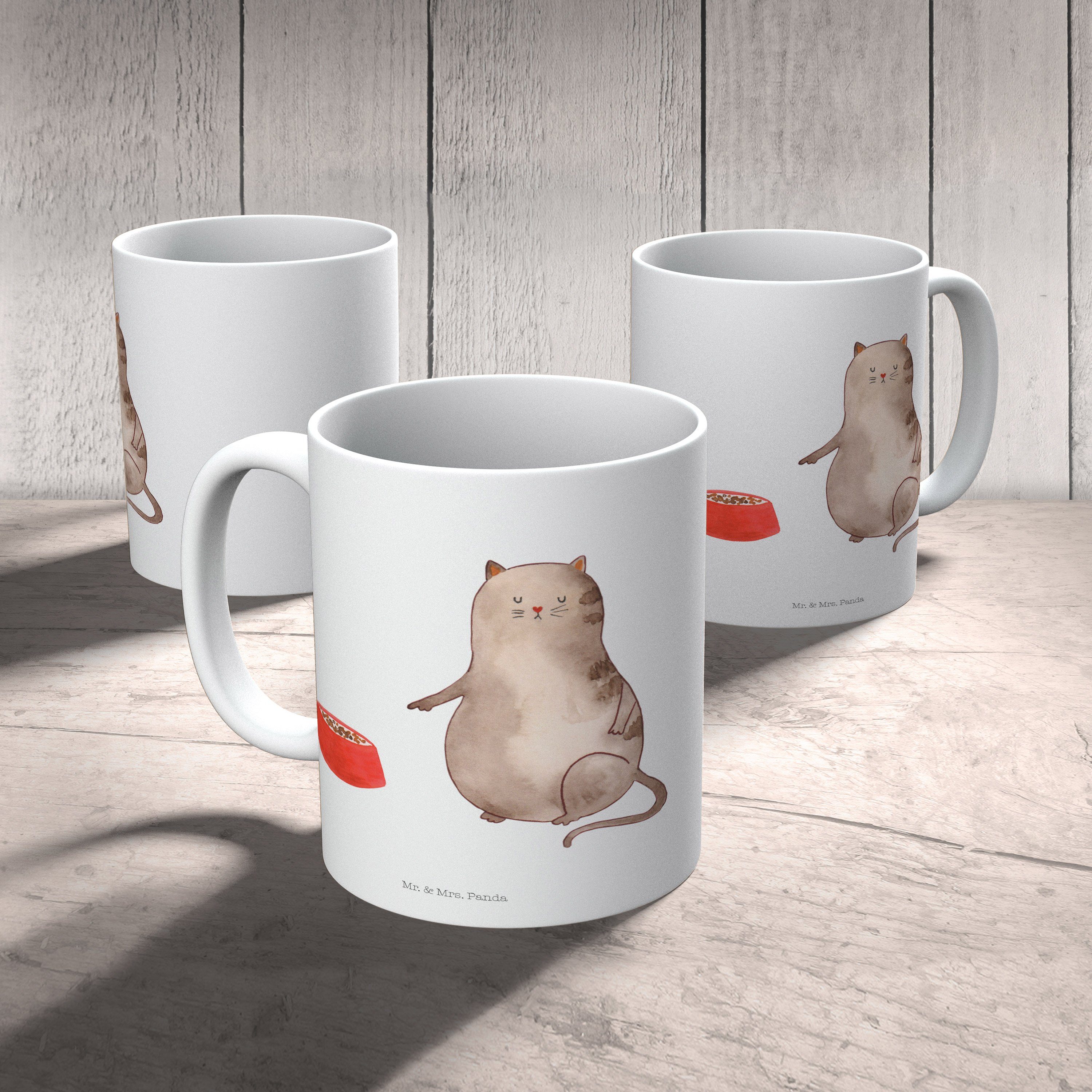 Weiß Katze Katzenmoti, Geschenk, - Mrs. Motive, Mr. Katzendeko, fressen Panda Keramik Tasse - Tasse &