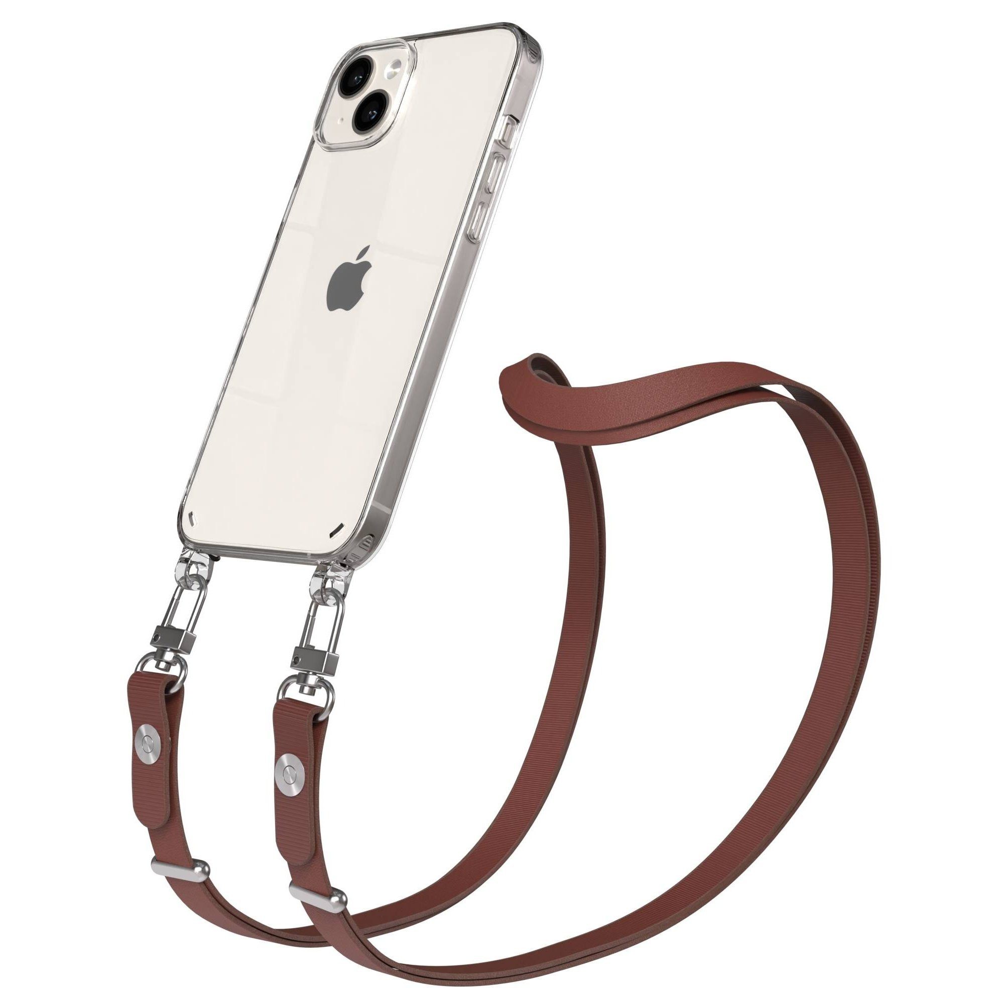 EAZY CASE Handykette für Apple iPhone 14 Plus Handyhülle mit Handyband magnetisch, Handyband in Dunkelbraun mit Magnetverschluss für 2x2 Hüllen