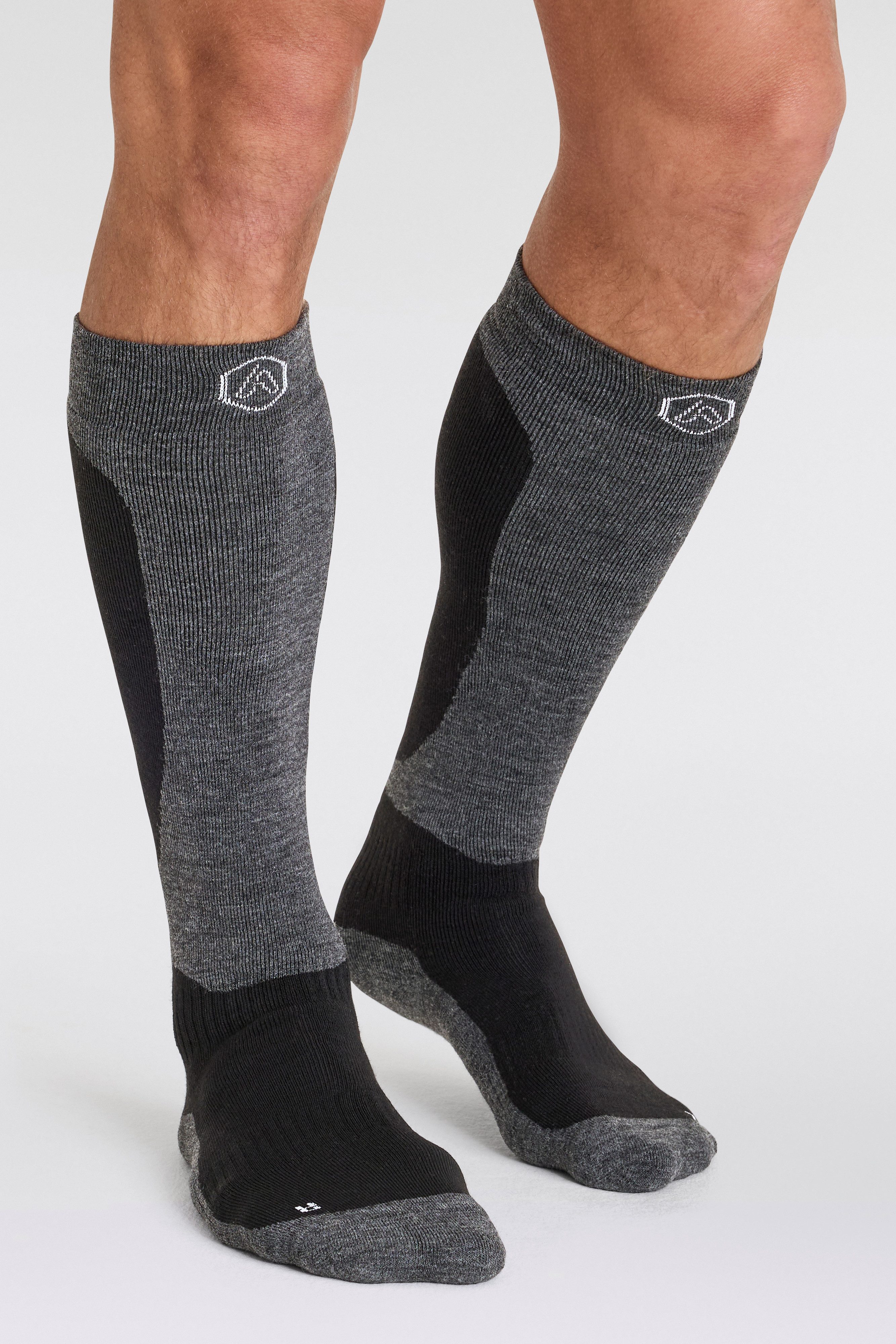 Apollo Kniestrümpfe ADULTS SKI SOCKS DESIGN (2er Pack) Unisex, hoch, mit Logostickerei in zwei verschiedenen Designs