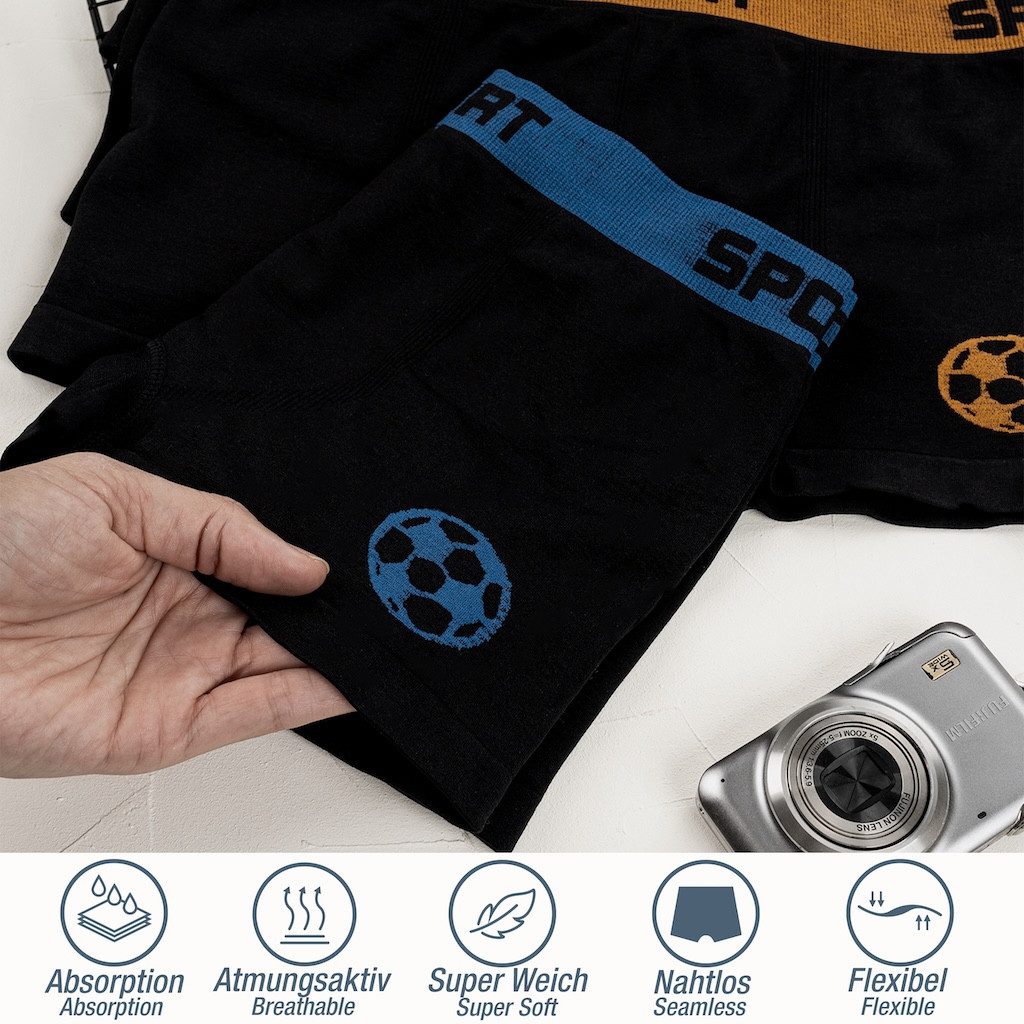 LOREZA Boxershorts 10er Set Jungen Boxershorts - Fussball - Bunt (Spar-Packung, 10-St)